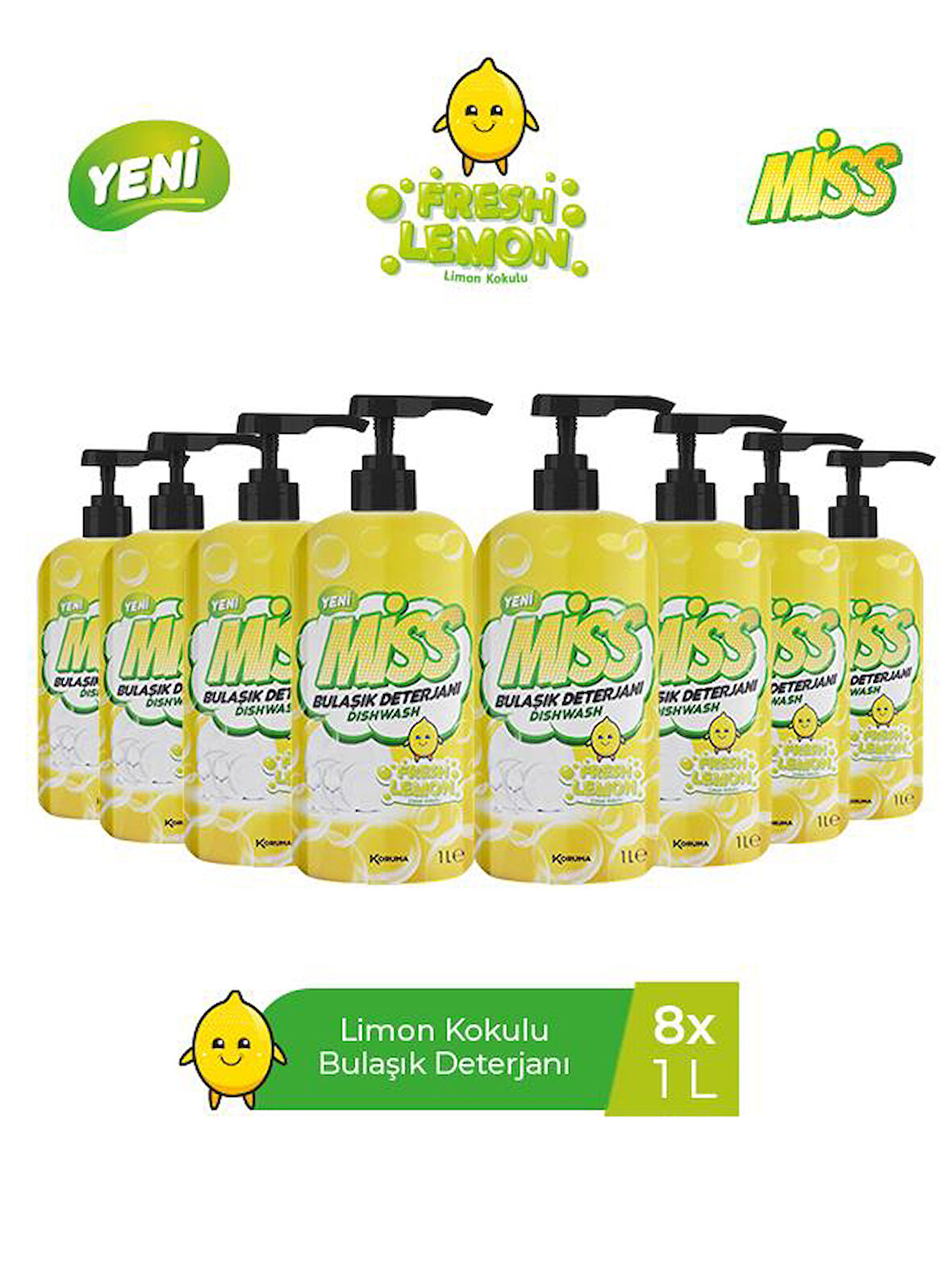 MİSS BULAŞIK DETERJANI LİMON 1 L x 8 ADET