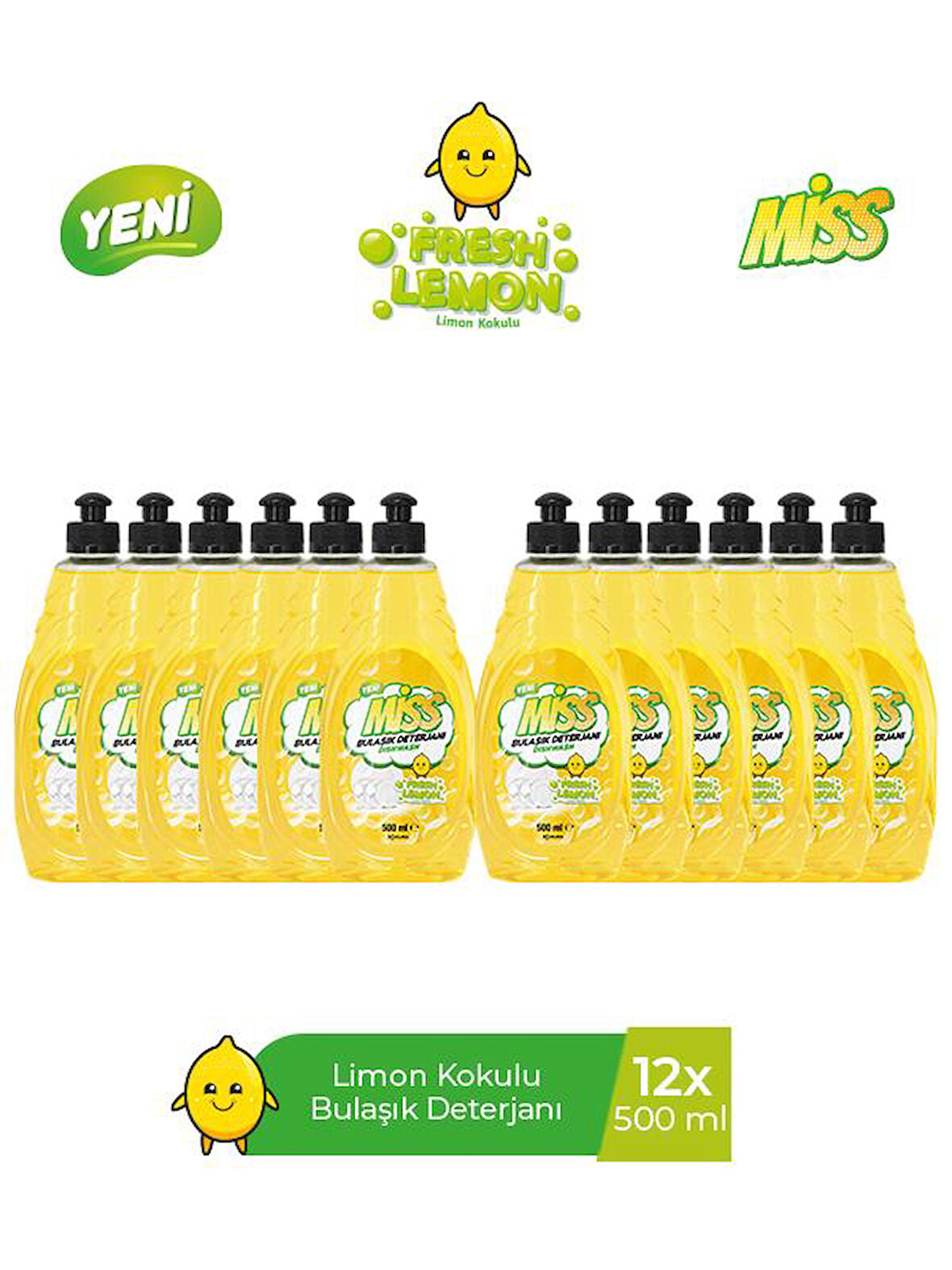 MİSS BULAŞIK DETERJANI LİMON 500 ML X 12 ADET