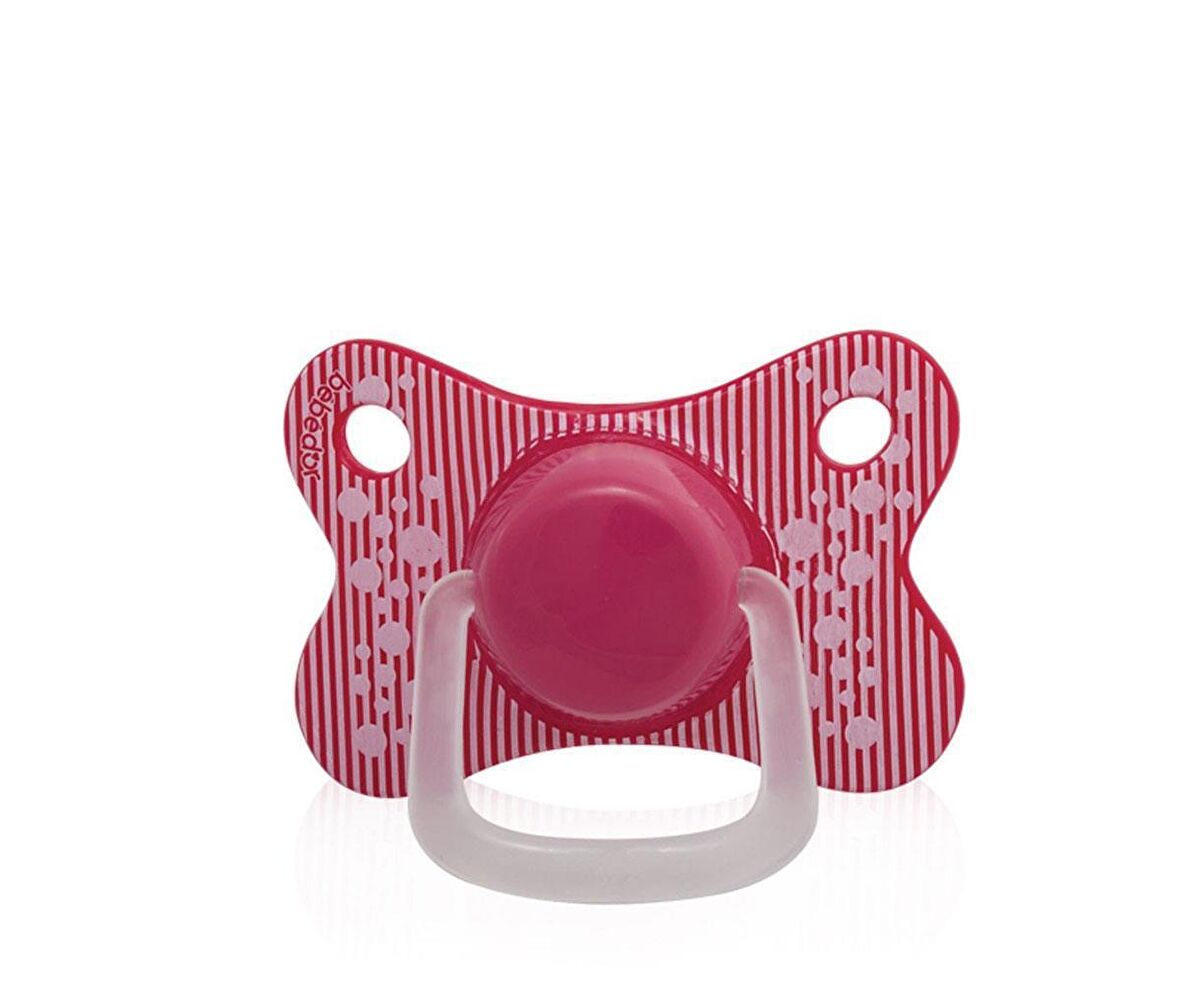 Bebedor Retro Yassı Silikon Emzik 0-6 Ay - Kırmızı