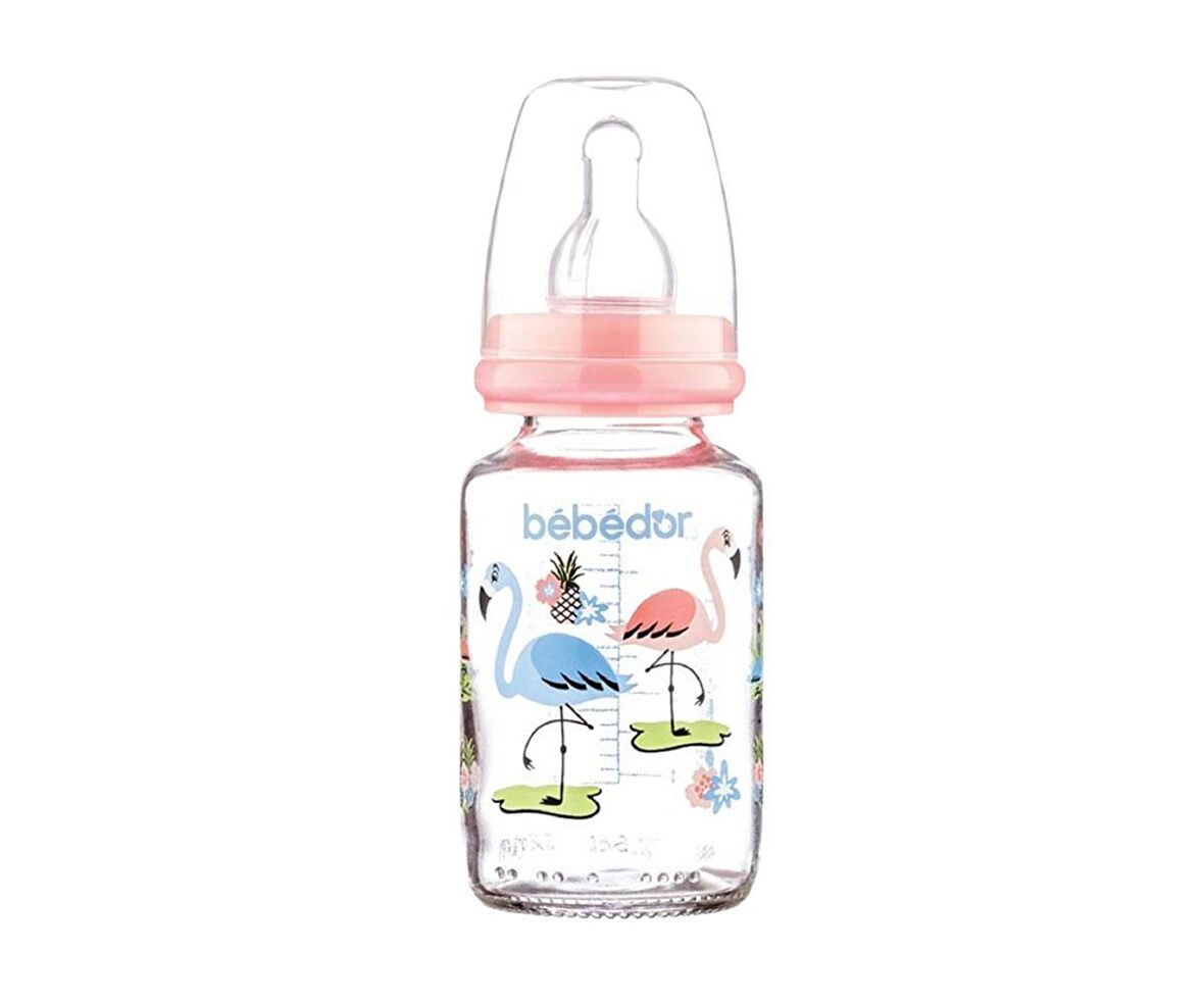 Bebedor 30302 Desenli Cam Biberon 125 Ml - Pembe