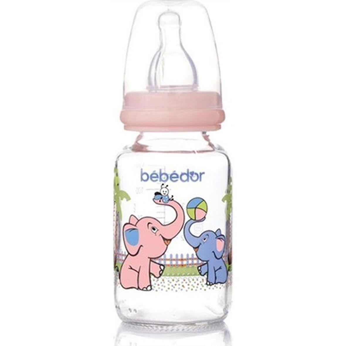 Bebedor 30302 Desenli Cam Biberon 125 ml Pembe Fil Desenli