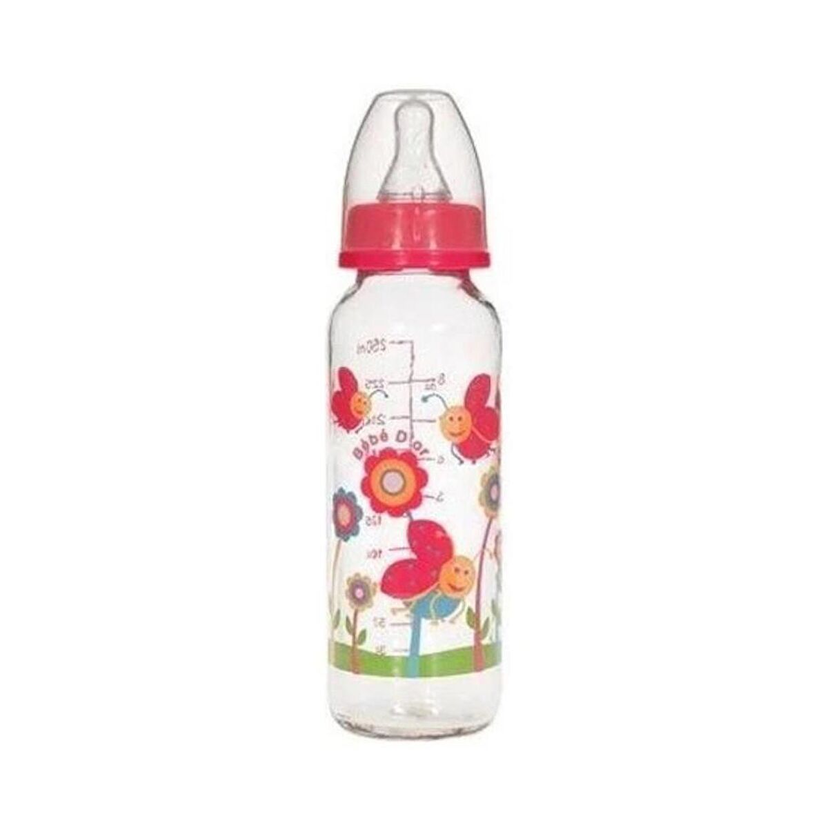 Bebedor 31302 Desenli Cam Biberon 250 Ml - Kırmızı Renkli Uğur Böceği