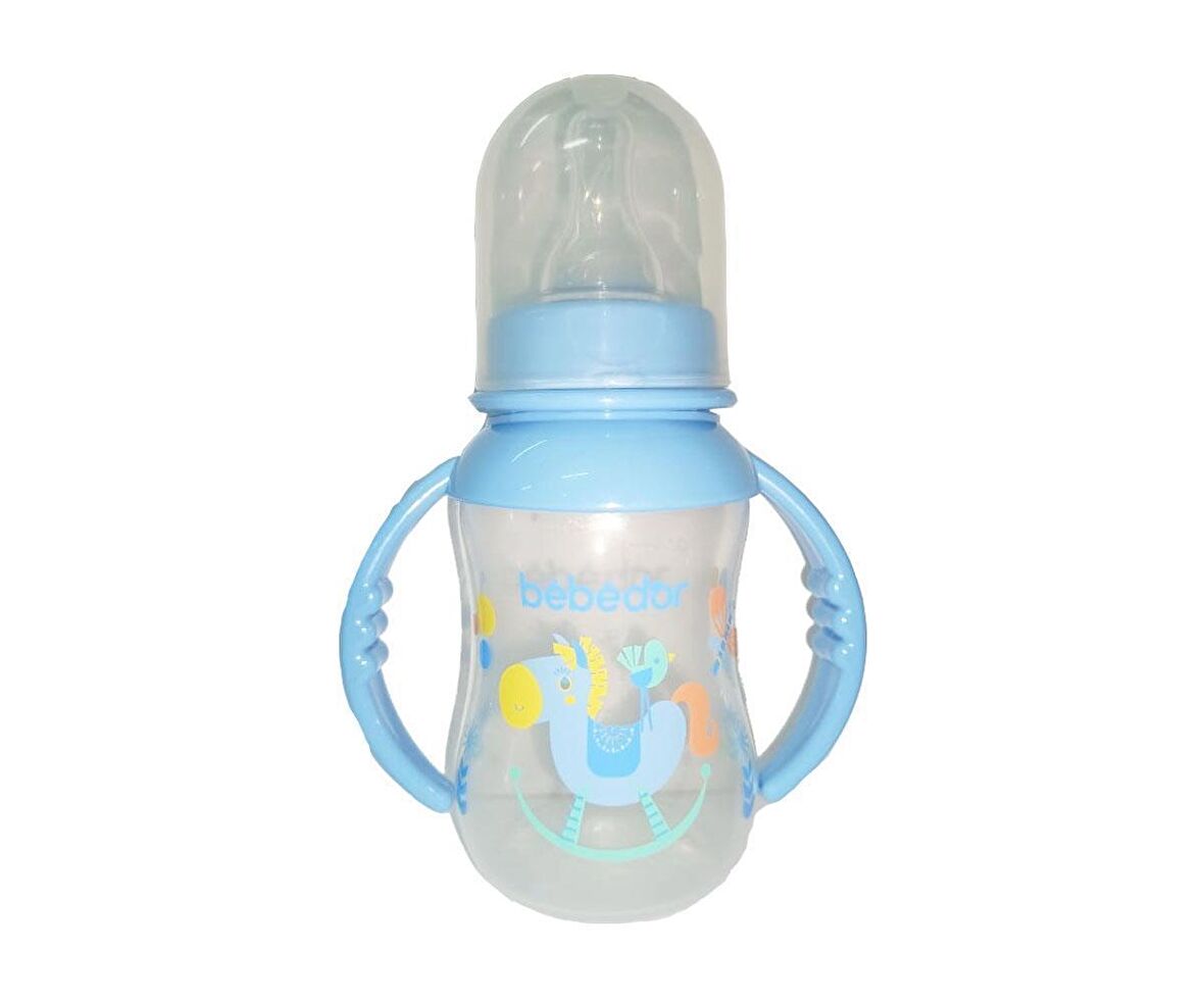Bebedor Desenli Kulplu Biberon 125 ml - Mavi