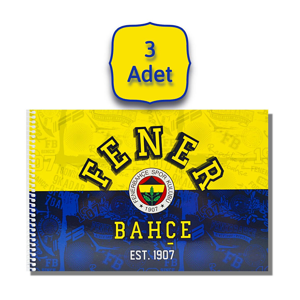 Fenerbahçe 17x24 15 Yaprak Karton Kapak Spiralli Resim Defteri 3 Adet