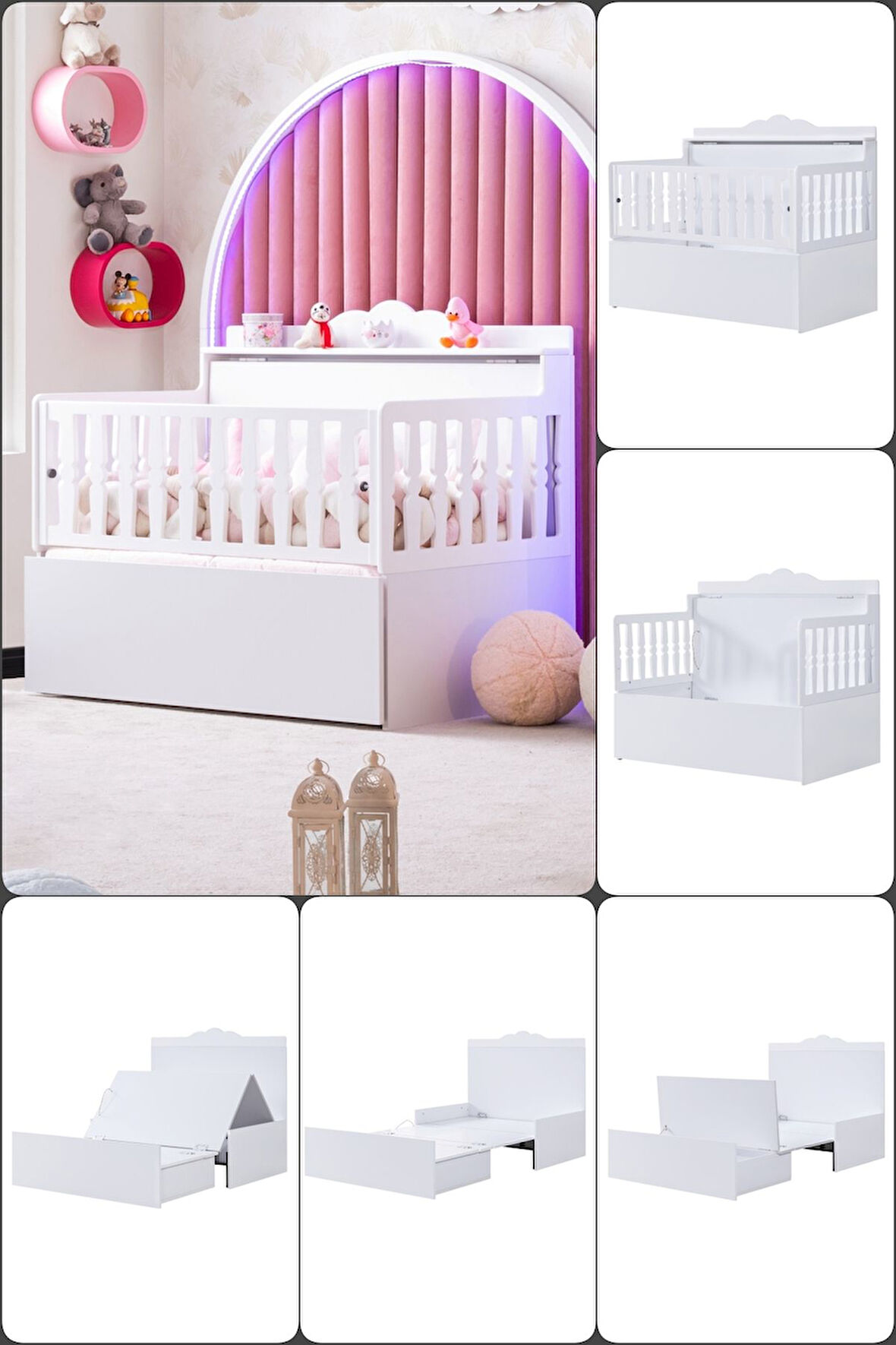 Büyüyen Beşik, Flower Büyüyen Sandıklı Beşik 70x120, Flower Karyola 120x200