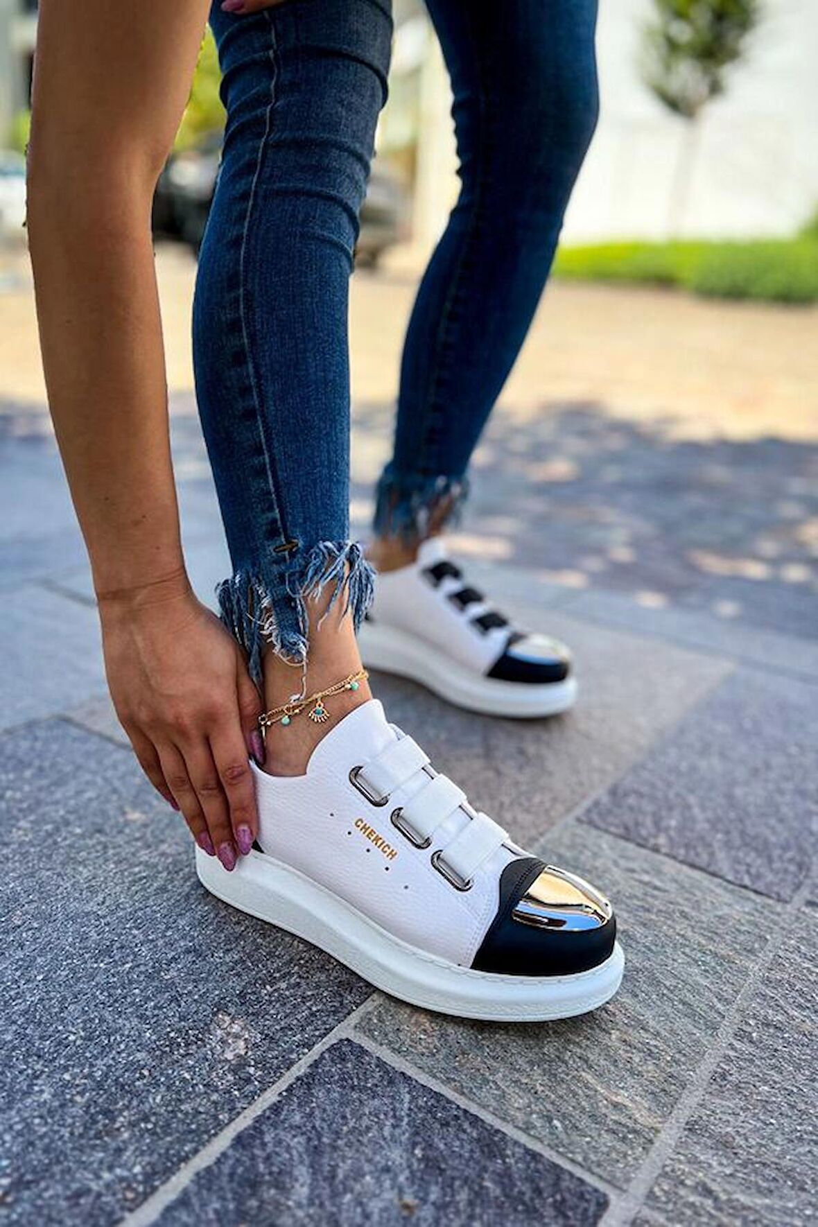 Pabucmarketi Kadın Spor Ayakkabı Beyaz Siyah