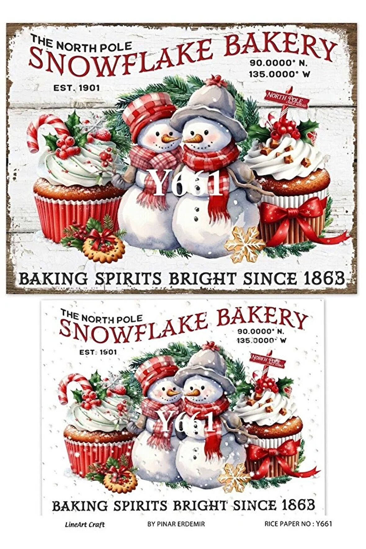 Y661 Yeniyıl, Kardan Adam Desenli Pirinç Dekopaj 30x42