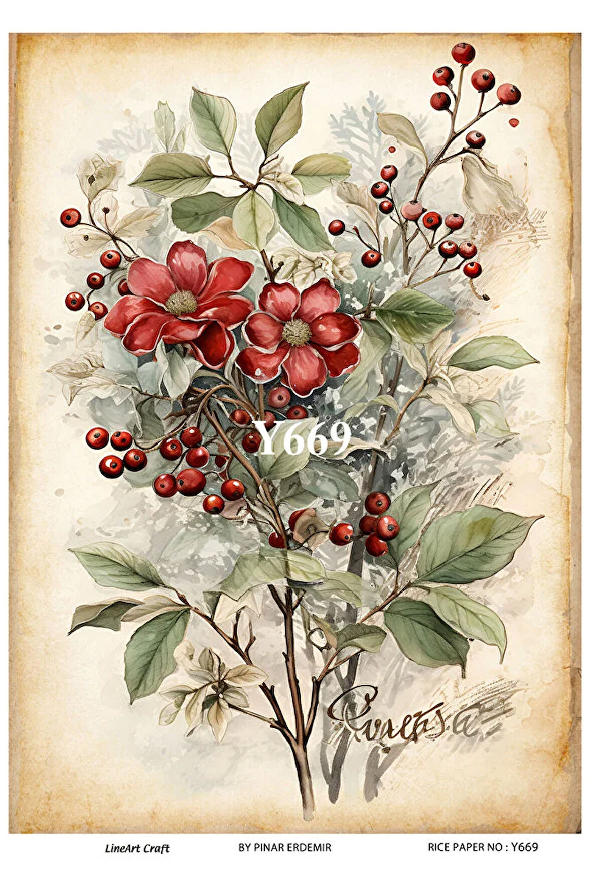 Y669 Yeniyıl, Kokina Desenli Pirinç Dekopaj 30x42