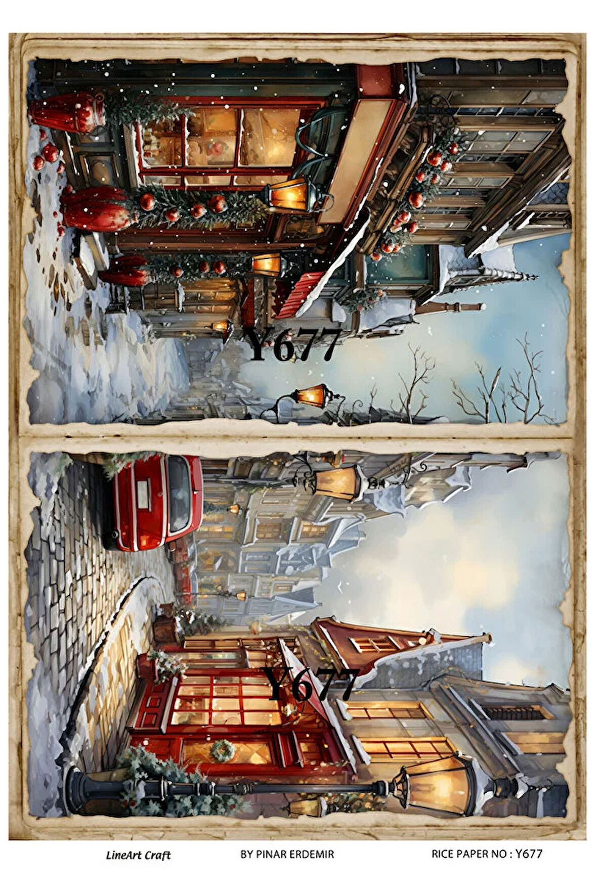 Y677 Yeniyıl, Kar, Ev Desenli Pirinç Dekopaj 30x42