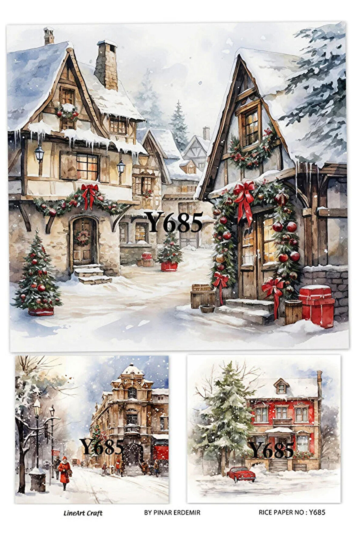 Y685 Yeniyıl, Kar, Ev Desenli Pirinç Dekopaj 30x42