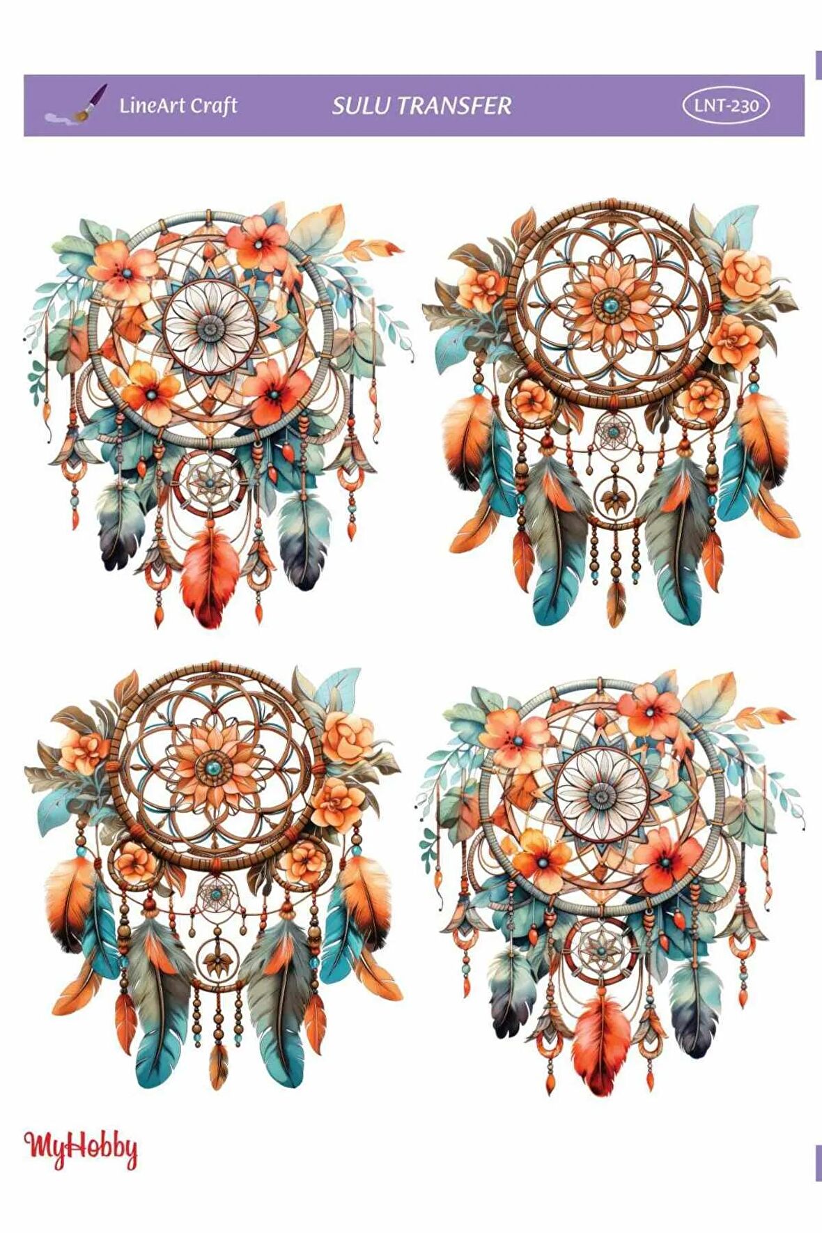 Renkli, Düş kapanı Desenli Sulu Transfer LNT-230 25x35