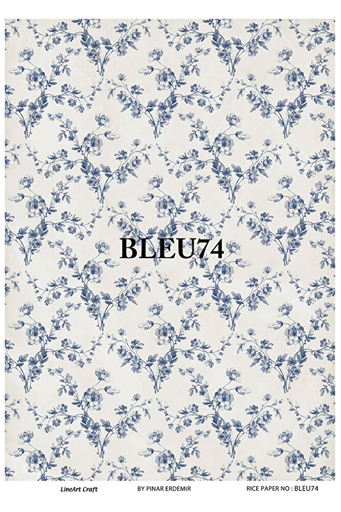 BLEU74 Mavi Beyaz, Çini, Karo Pirinç Dekopaj 30x42