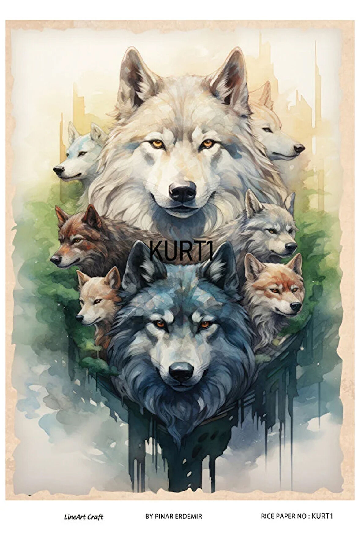Kurt Serisi KURT1 Kurt, Vahşi, Asil Desen Pirinç Dekopaj 30x42