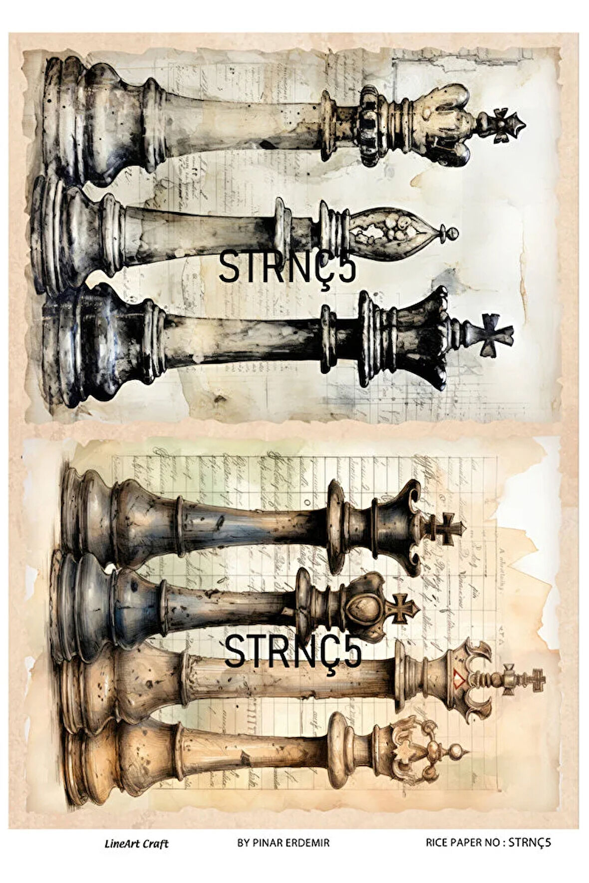 Satranç Serisi Strnç5 Satranç Desenli Pirinç Dekopaj