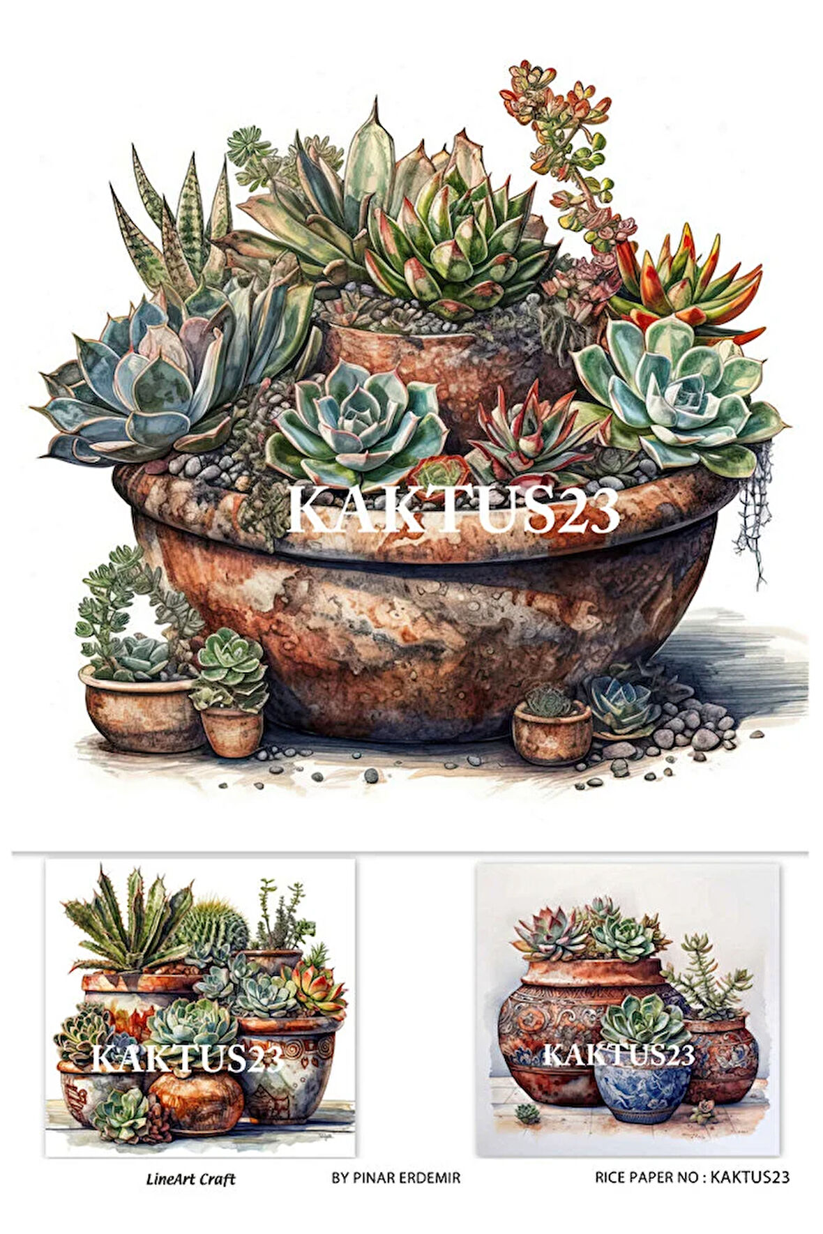 Kaktüs Serisi KKTS23 Kaktüs Desenli Pirinç Dekopaj 30x42