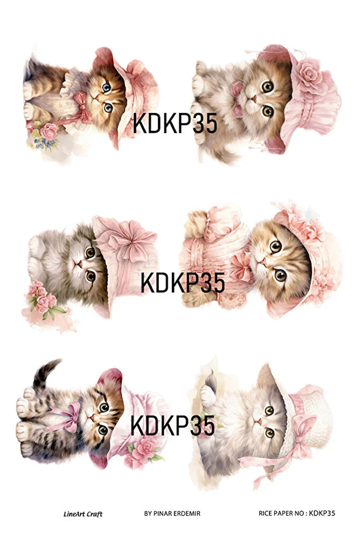 Kedi Köpek Serisi KDKP35 Desenli Pirinç Dekopaj 30x42