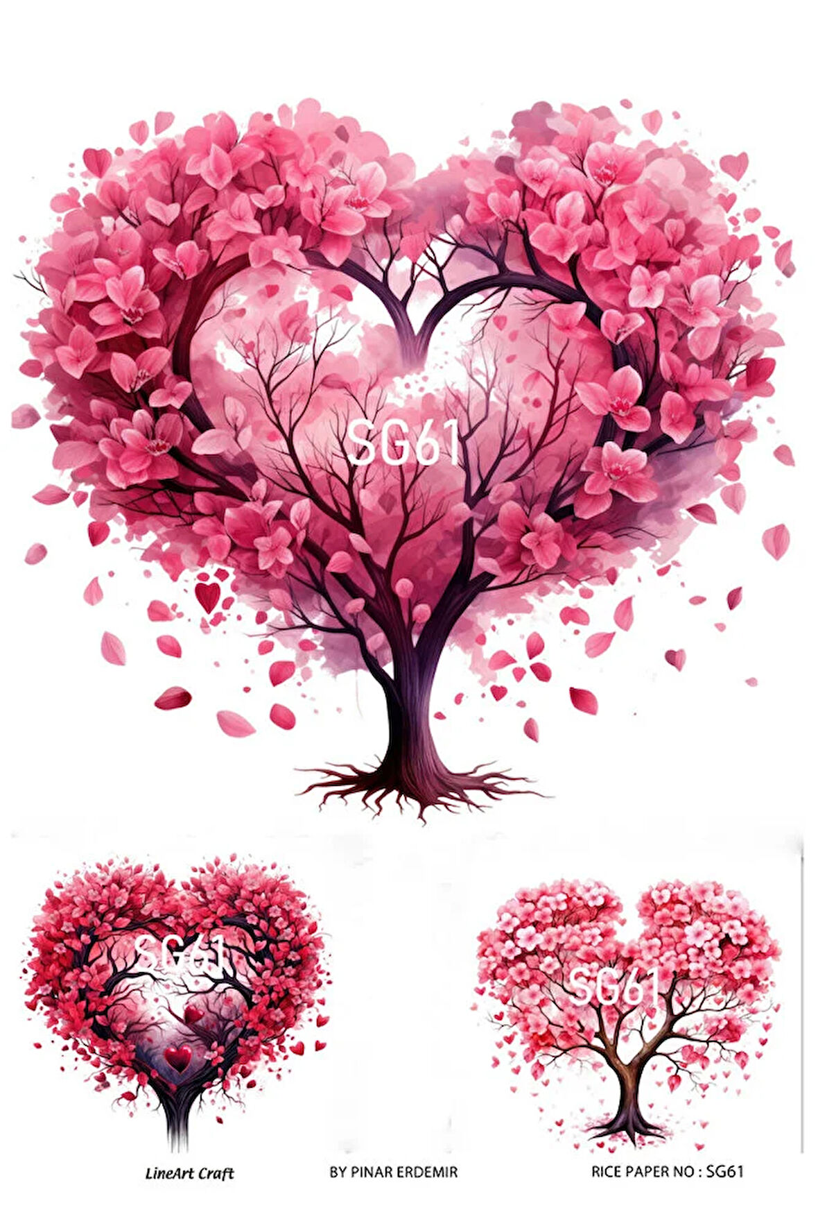 Sevgililer Günü Serisi SG61 Çiçekler, Kalp, Güller Pirinç Dekopaj 30x42