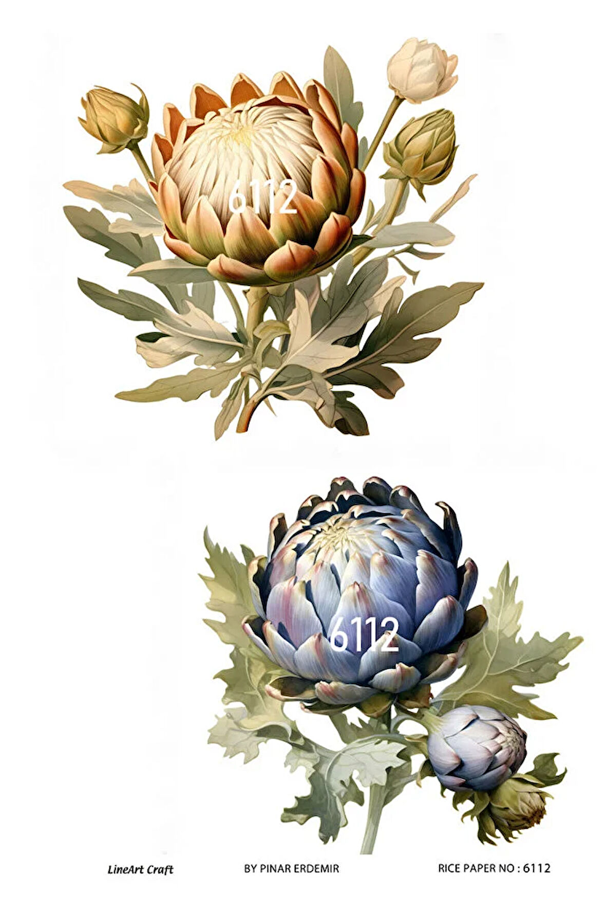 6112 Çiçek Desenli Pirinç Dekopaj 30x42