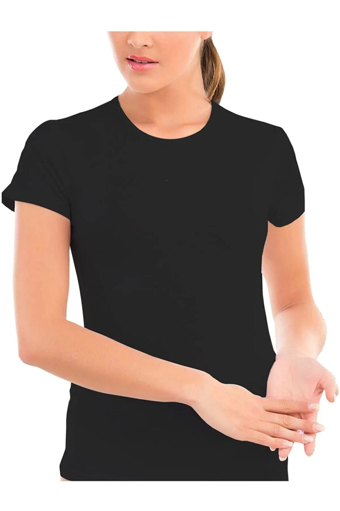 Kadın Siyah Kısa Kol 2'li Paket Atlet