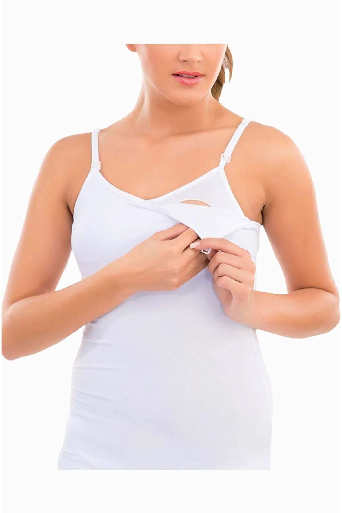 Kadın Beyaz Modal Emzirme Atlet