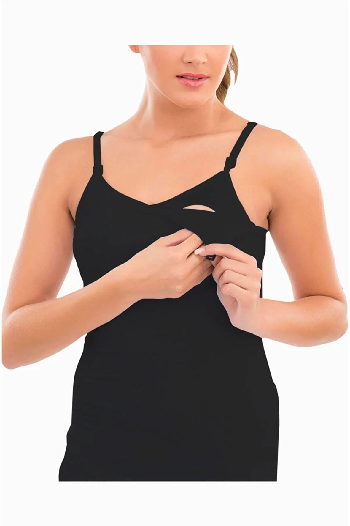 Kadın Siyah Modal Emzirme Atlet