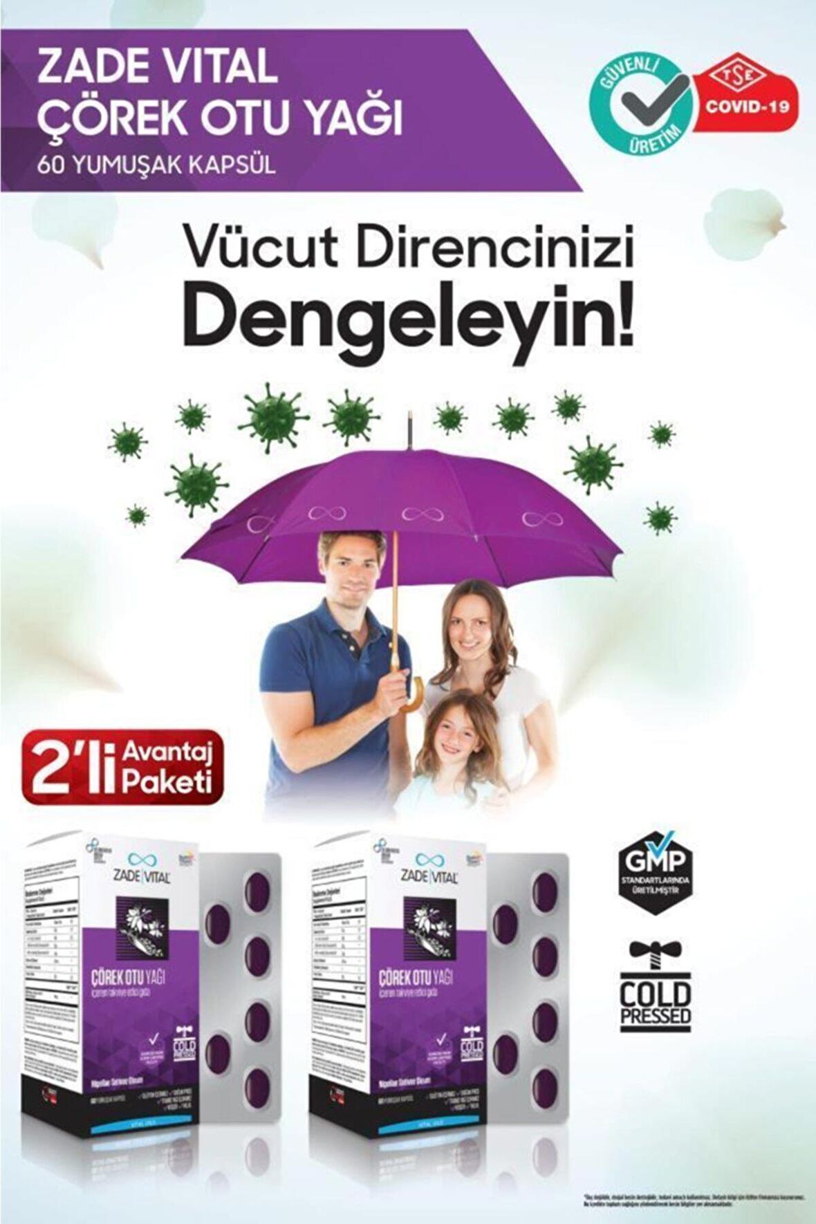 Zade Vital Çörek Otu Yağı 60 Yumuşak Kapsül - Blister x2 (2'li Avantaj Paketi)