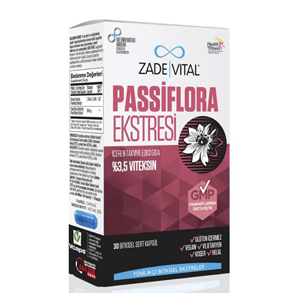 Zade Vital Passiflora Ekstresi İçeren Takviye Edici Gıda 30 Bitkisel Kapsül