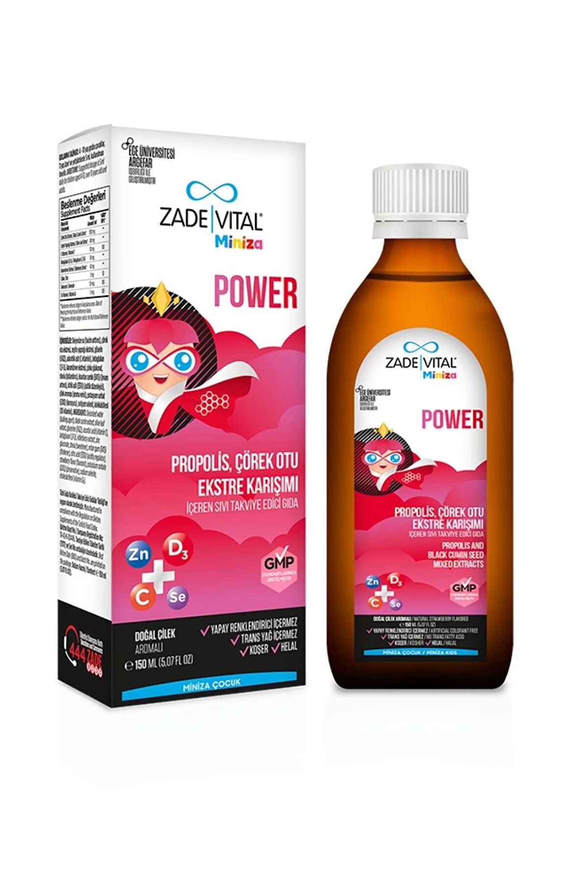 Zade Vital Miniza Power Propolis & Çörek Otu Şurup 150 ml