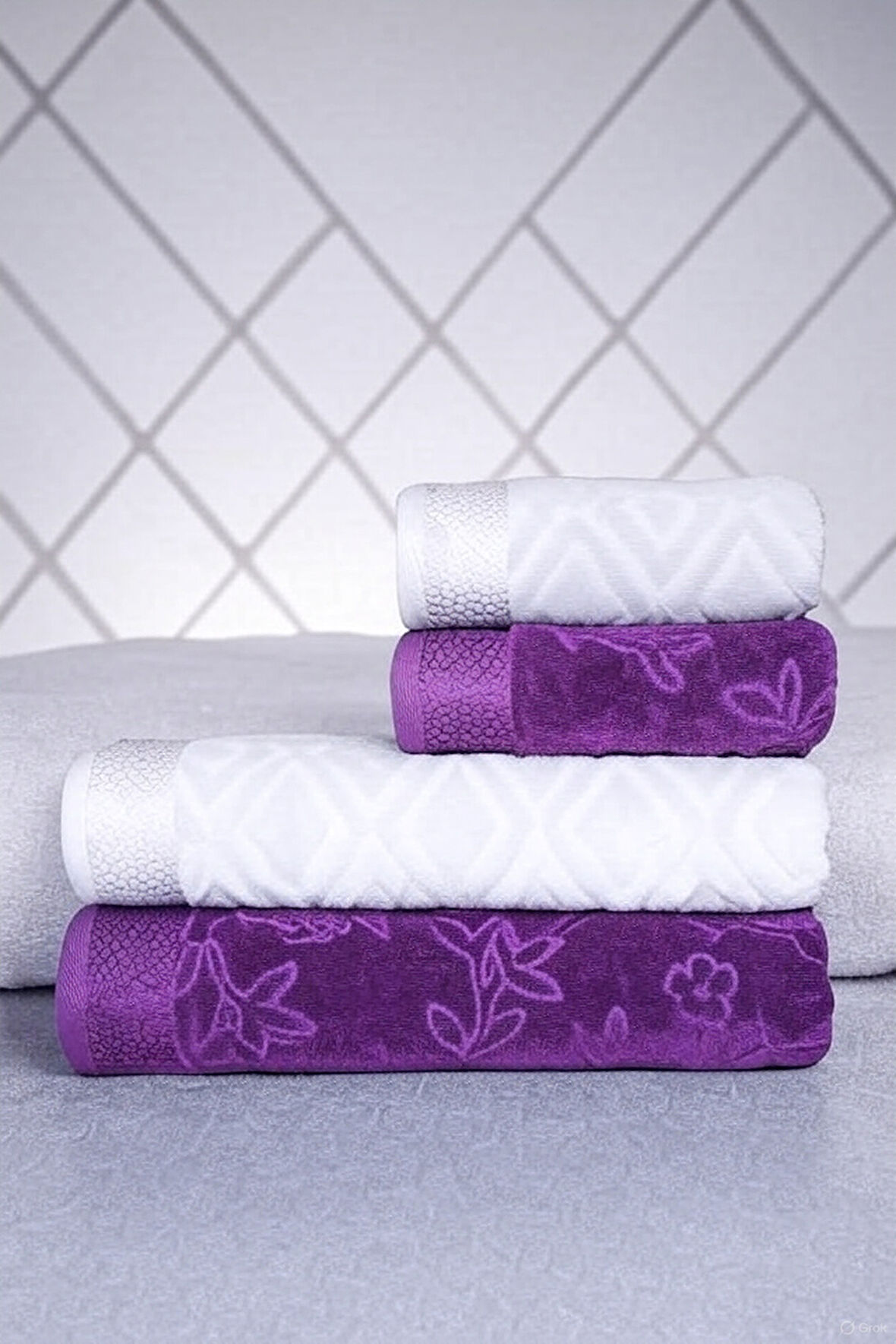 Özdilek Pasterol Best Set Hamam Takımı Havlu Seti K. Lila - Gri