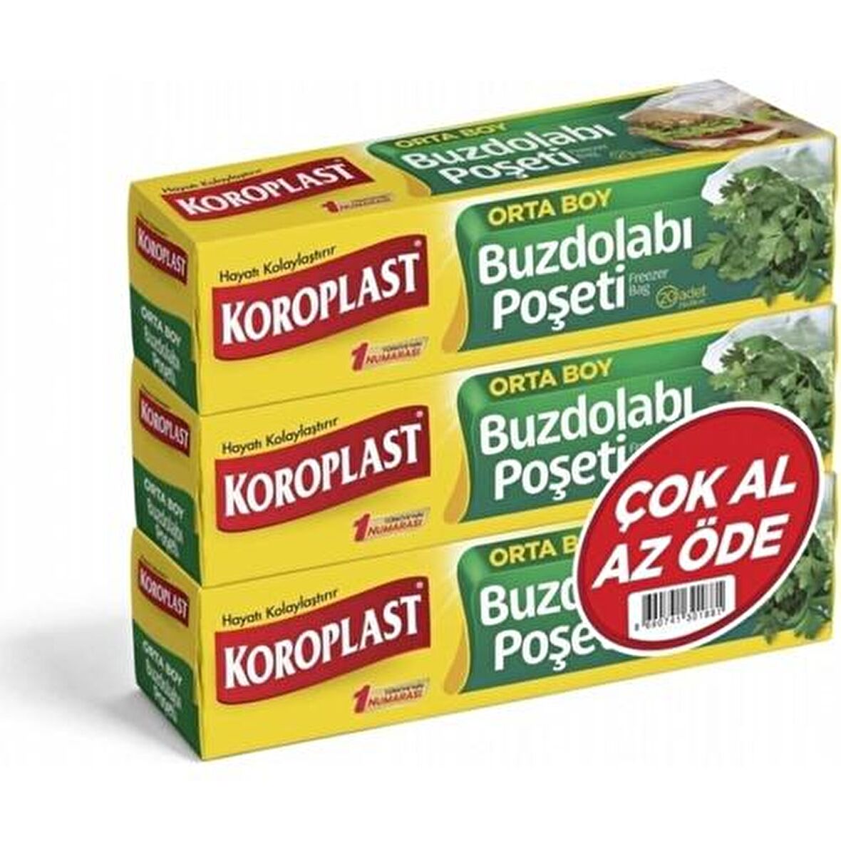 KOROPLAST 3 LÜ ÇOK AL AZ ÖDE BUZDOLABI POŞETİ ORTA 20 Lİ 24*38  