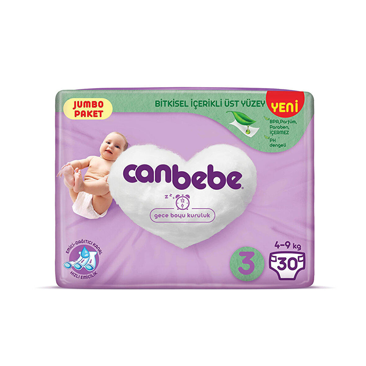 Canbebe 3 Numara Midi 30'lu Bel Bantlı Bez