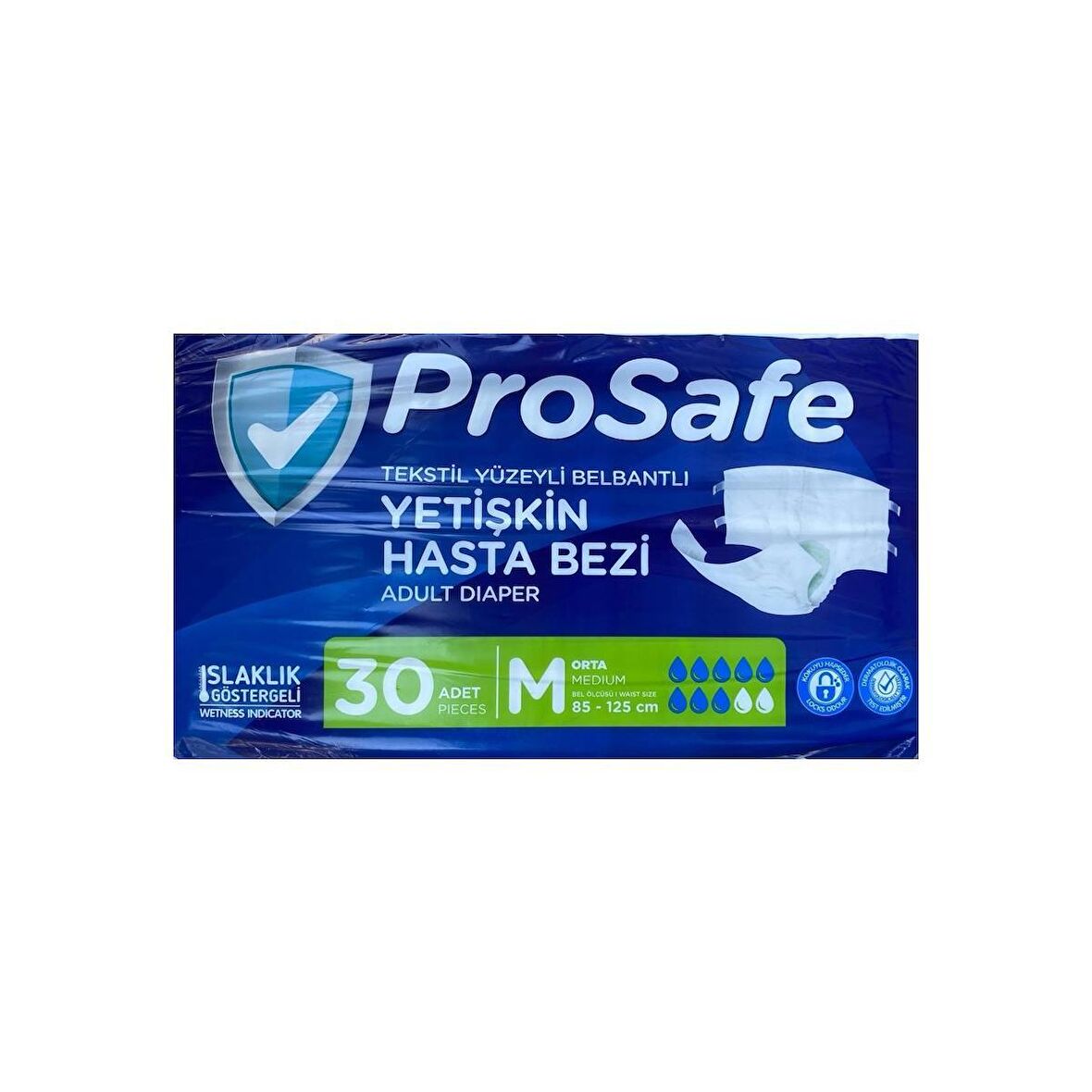 Prosafe Tekstil Yüzeyli Bel Bantlı Yetişkin Hasta Bezi Medium 30 Adet