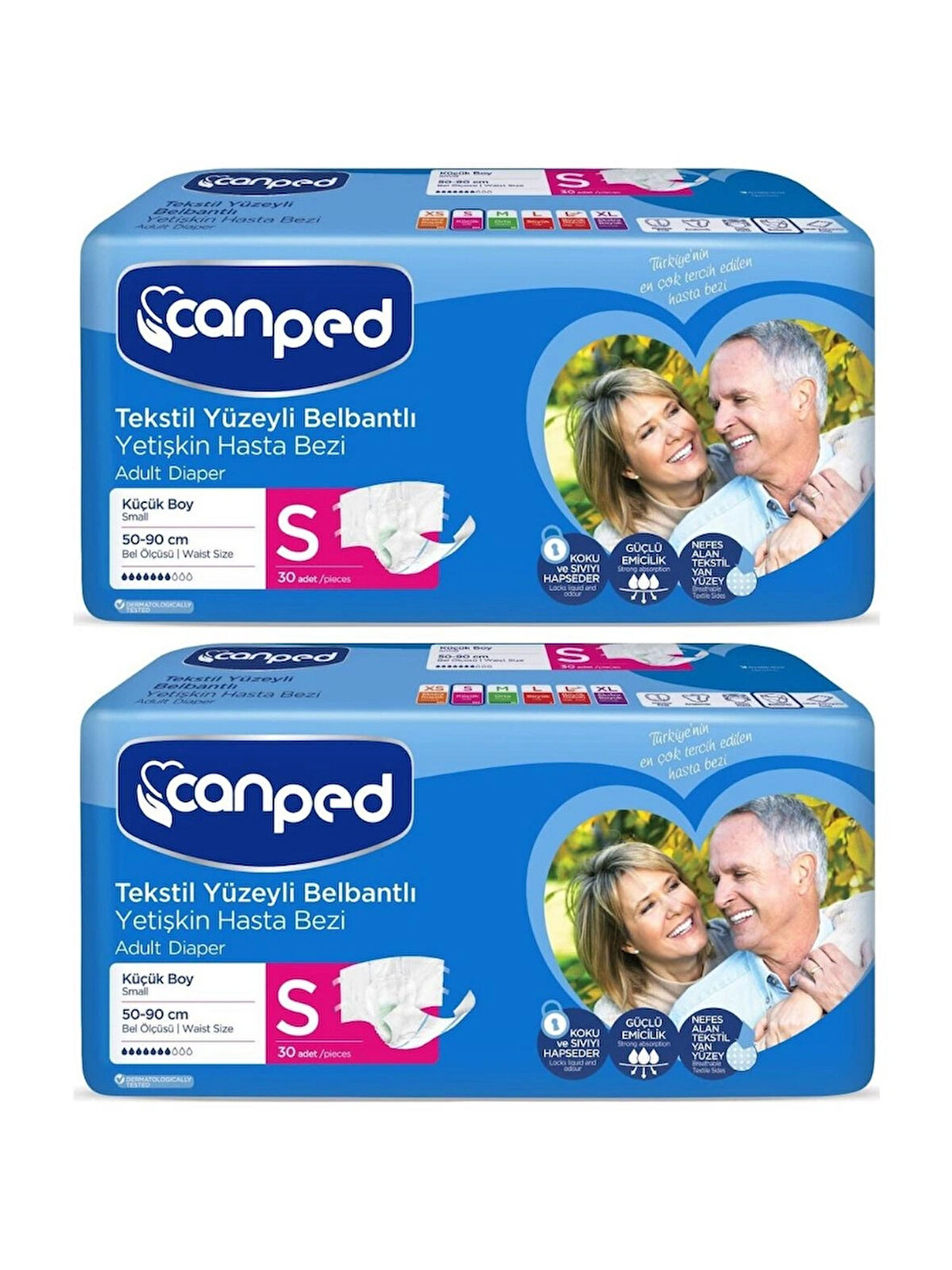 Canped Tekstil Yüzey Belbantlı Hasta Bezi Small 30lu 2 Adet