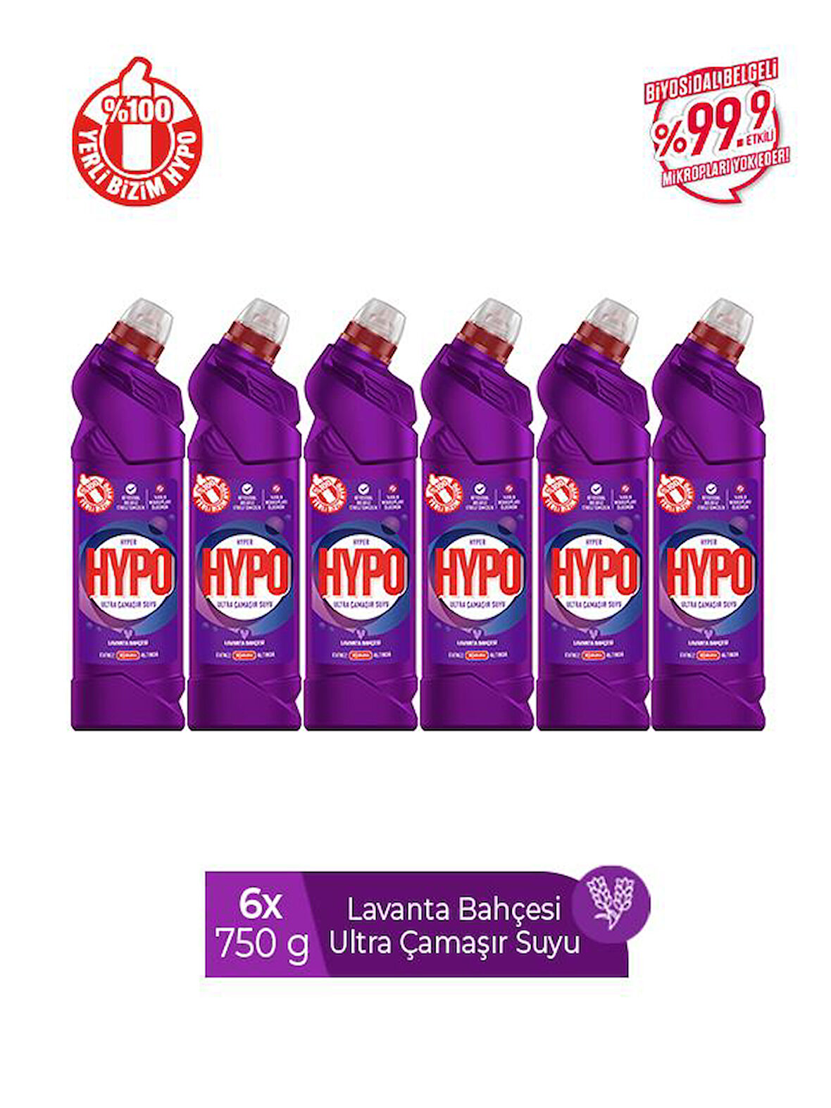 HYPER HYPO ULTRA KIVAMLI ÇAMAŞIR SUYU LAVANTA 750 GR X 6 ADET 