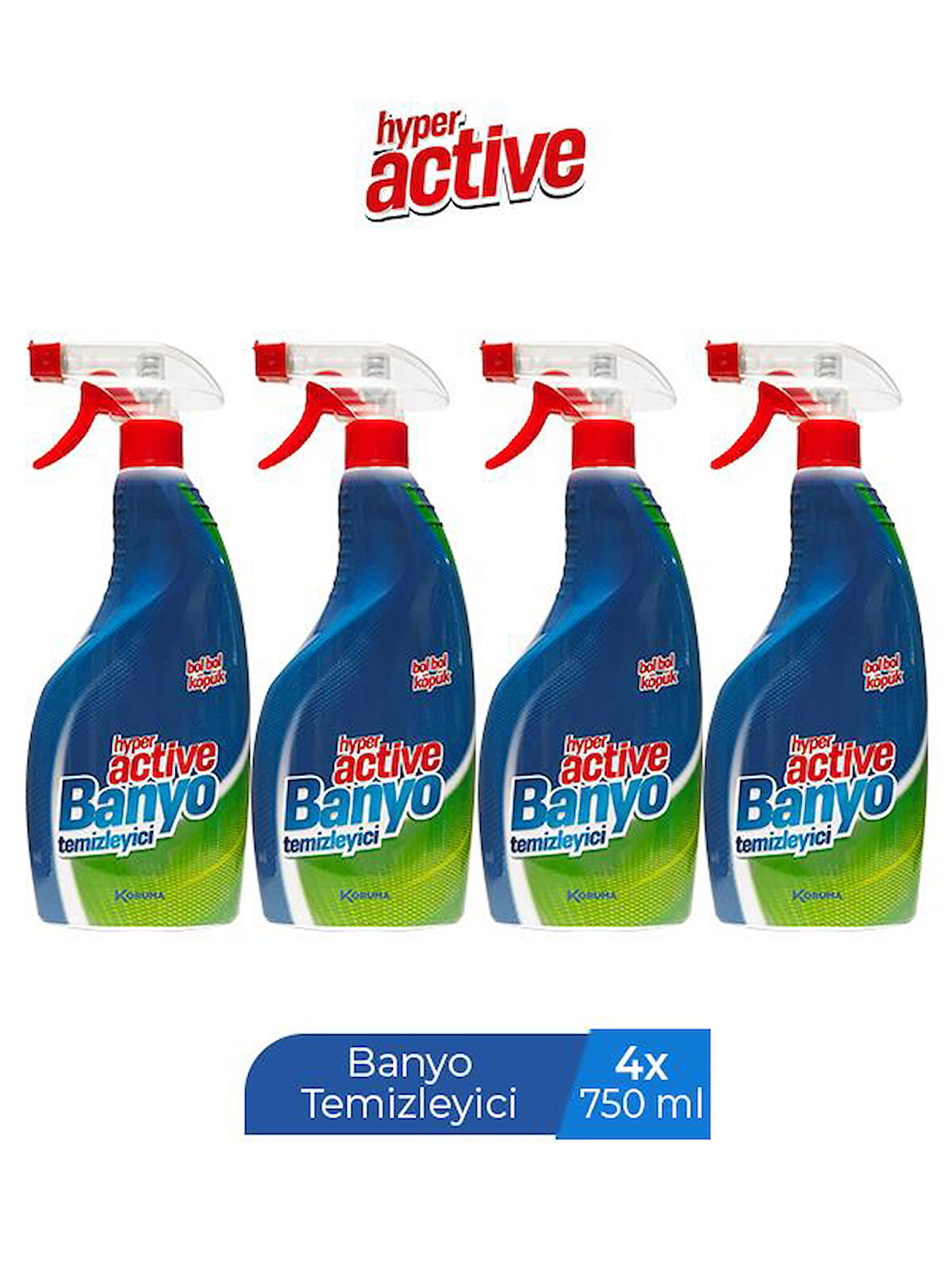 HYPER ACTIVE BANYO TEMİZLEYİCİ SPREY 750 ML X 4 ADET