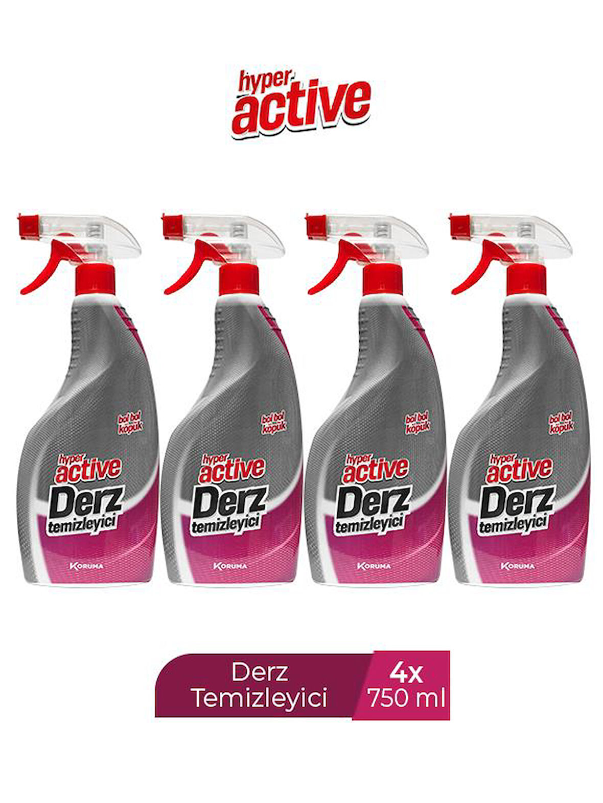 HYPER ACTIVE DERZ TEMİZLEYİCİ SPREY 750 ML X 4 ADET