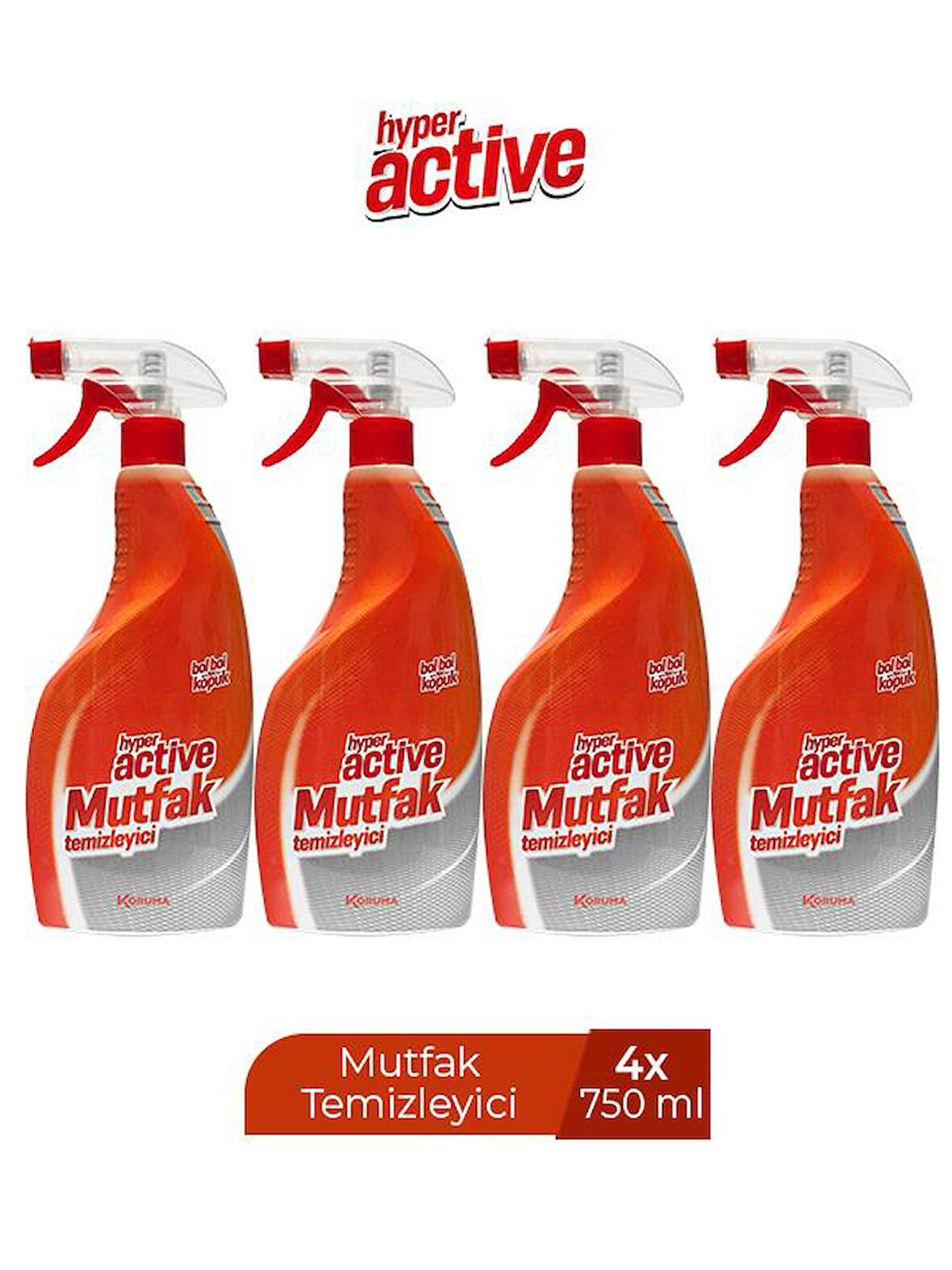 HYPER ACTIVE MUTFAK TEMİZLEYİCİ SPREY 750 ML X 4 ADET