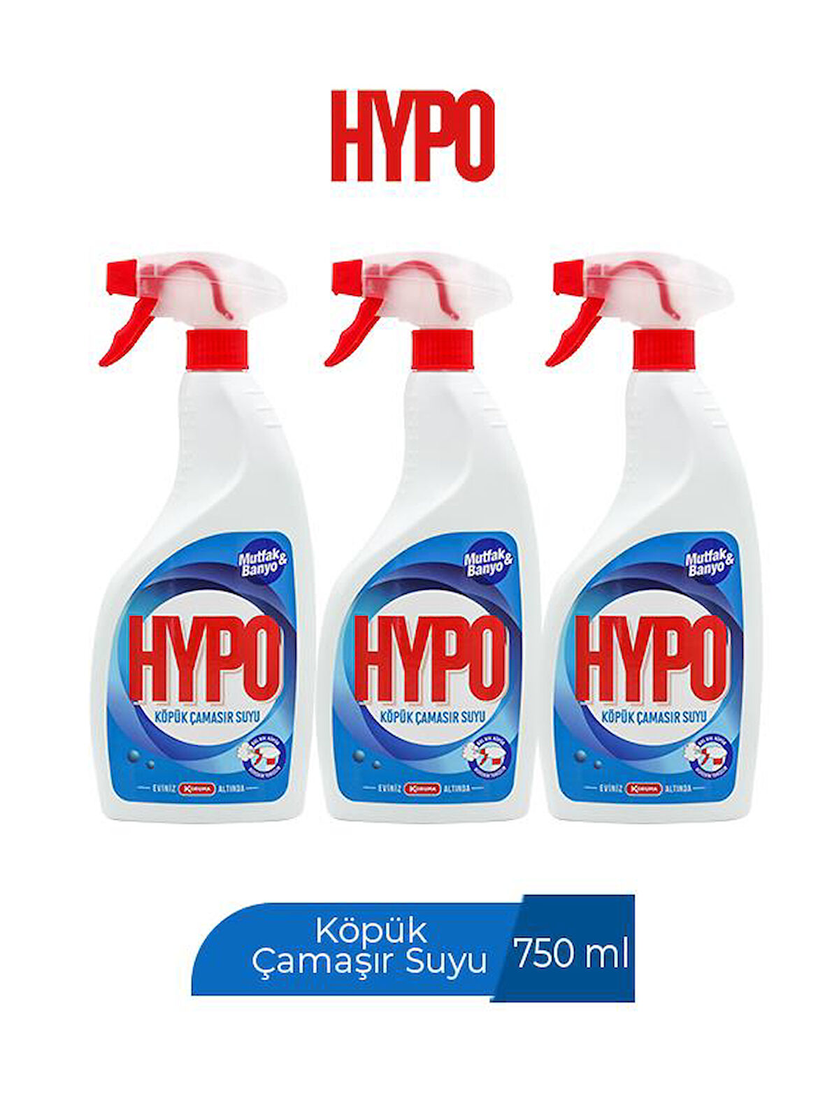 HYPO KÖPÜK ÇAMAŞIR SUYU 750 ML X 3 ADET