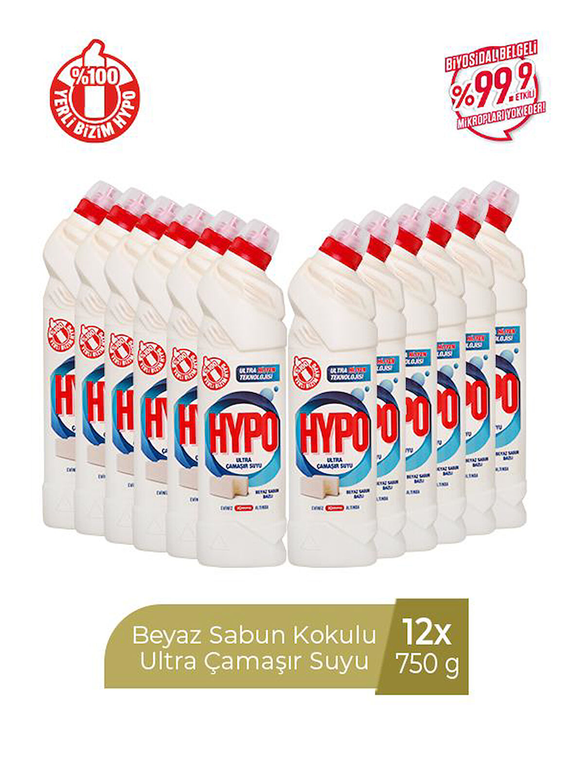 HYPER HYPO ULTRA ÇAMAŞIR SUYU BEYAZ SABUN KOKULU 750 ML x 12 ADET