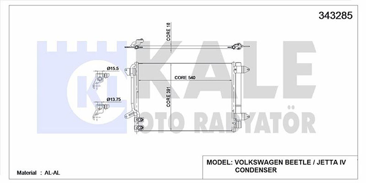 Vag Klima Radyatoru Beetle Jetta IV 1.2 1.4 1.6 2.0tsi 1.6 2.0tdi 11> - Kale 343285