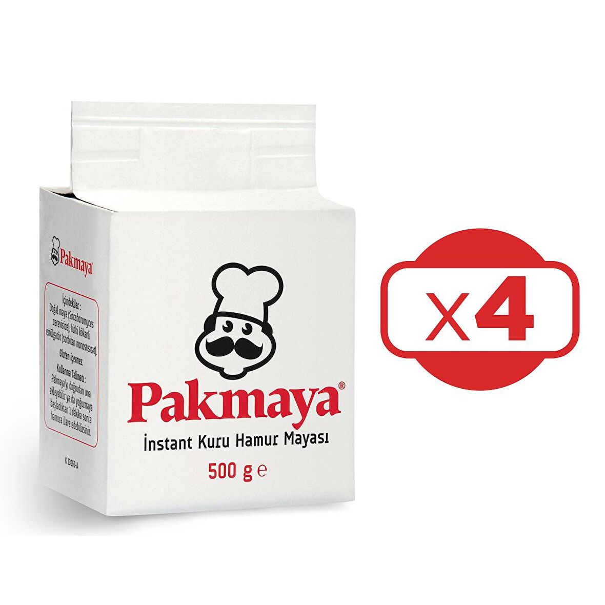 Pakmaya Instant Kuru Hamur Mayası 500 gr x 4 Adet