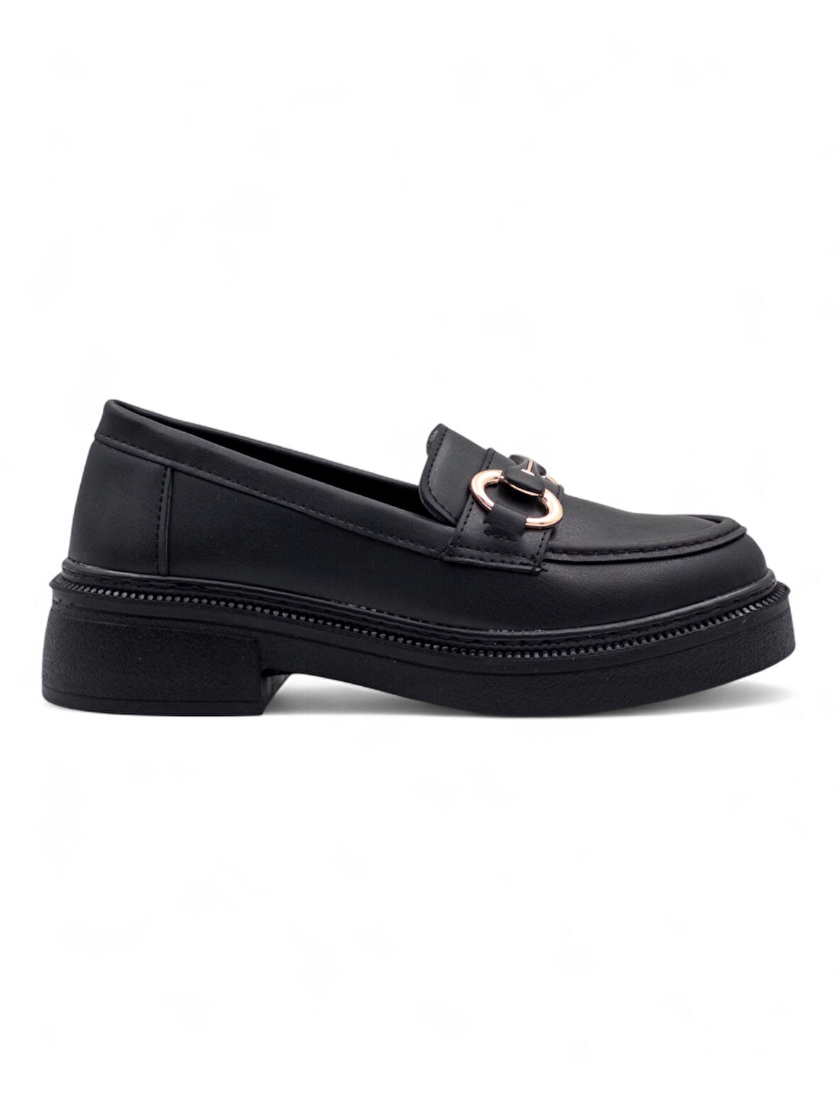 WHİTE ANGEL TOKA DETAYLI KADIN LOAFER AYAKKABI SİYAH