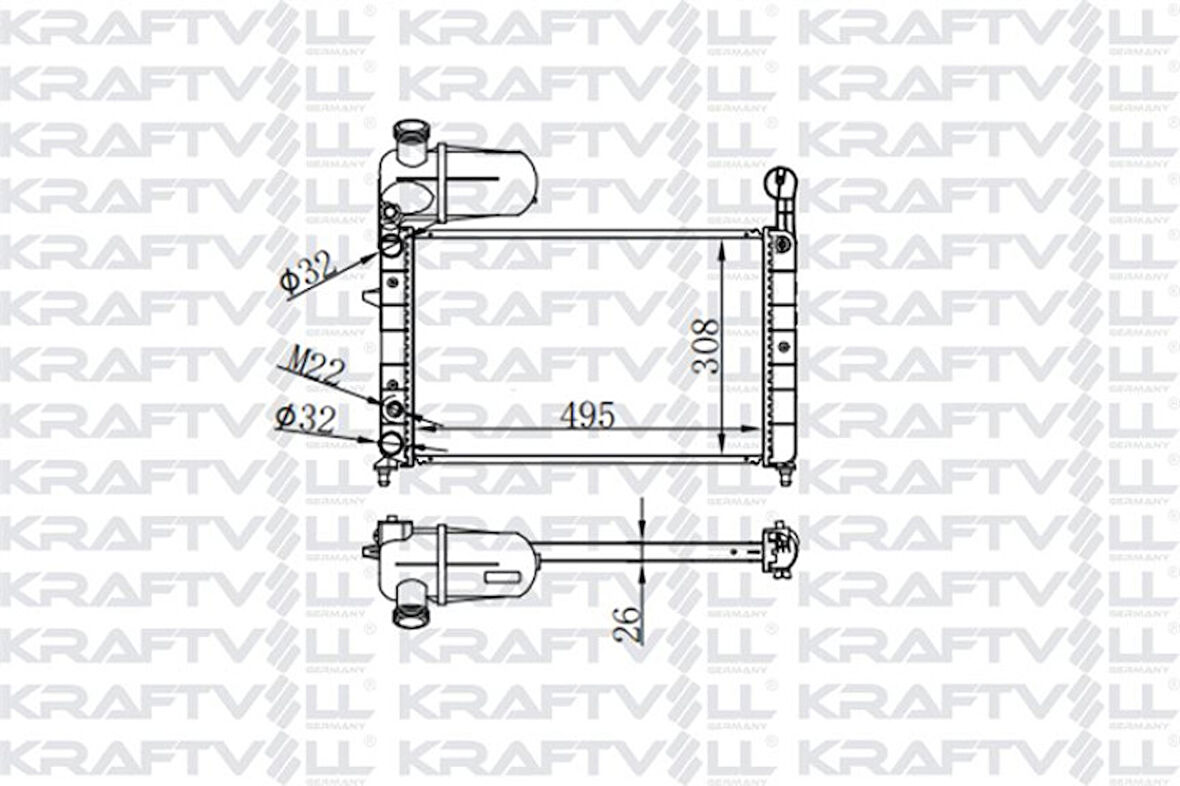 Tofas Motor Radyatoru Tempra Tipo 1,4 1,6 (2 Sira Al+pl) - Kraftvoll 81202246