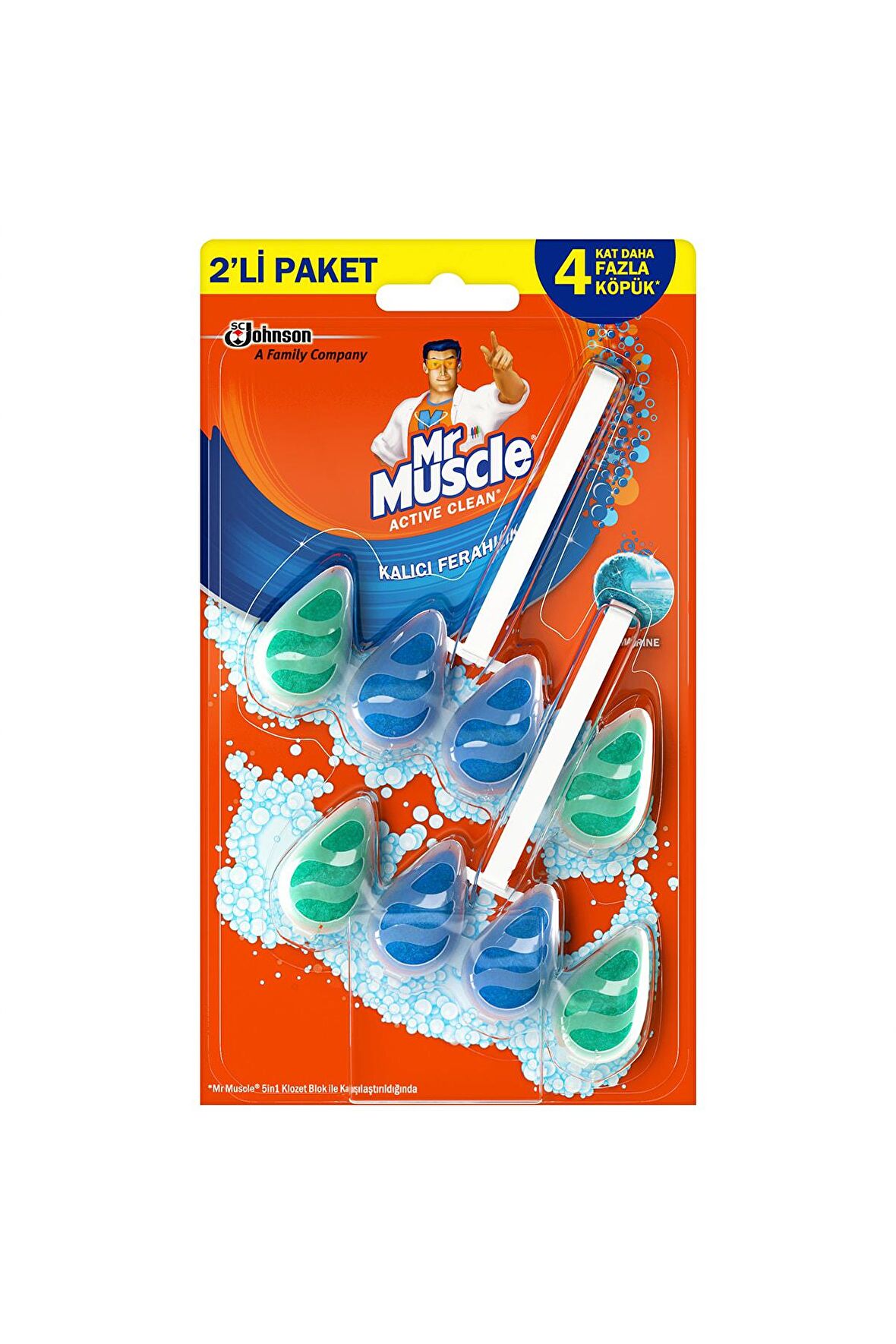 Active Clean Klozet Blok Tuvalet Temizleyici Marine, 2'li Paket 77.2 g