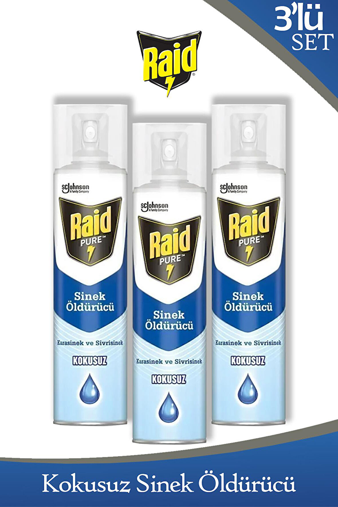 Pure Sineklere Karşı Etkili Kokusuz Sprey 300 ml x 3 Adet