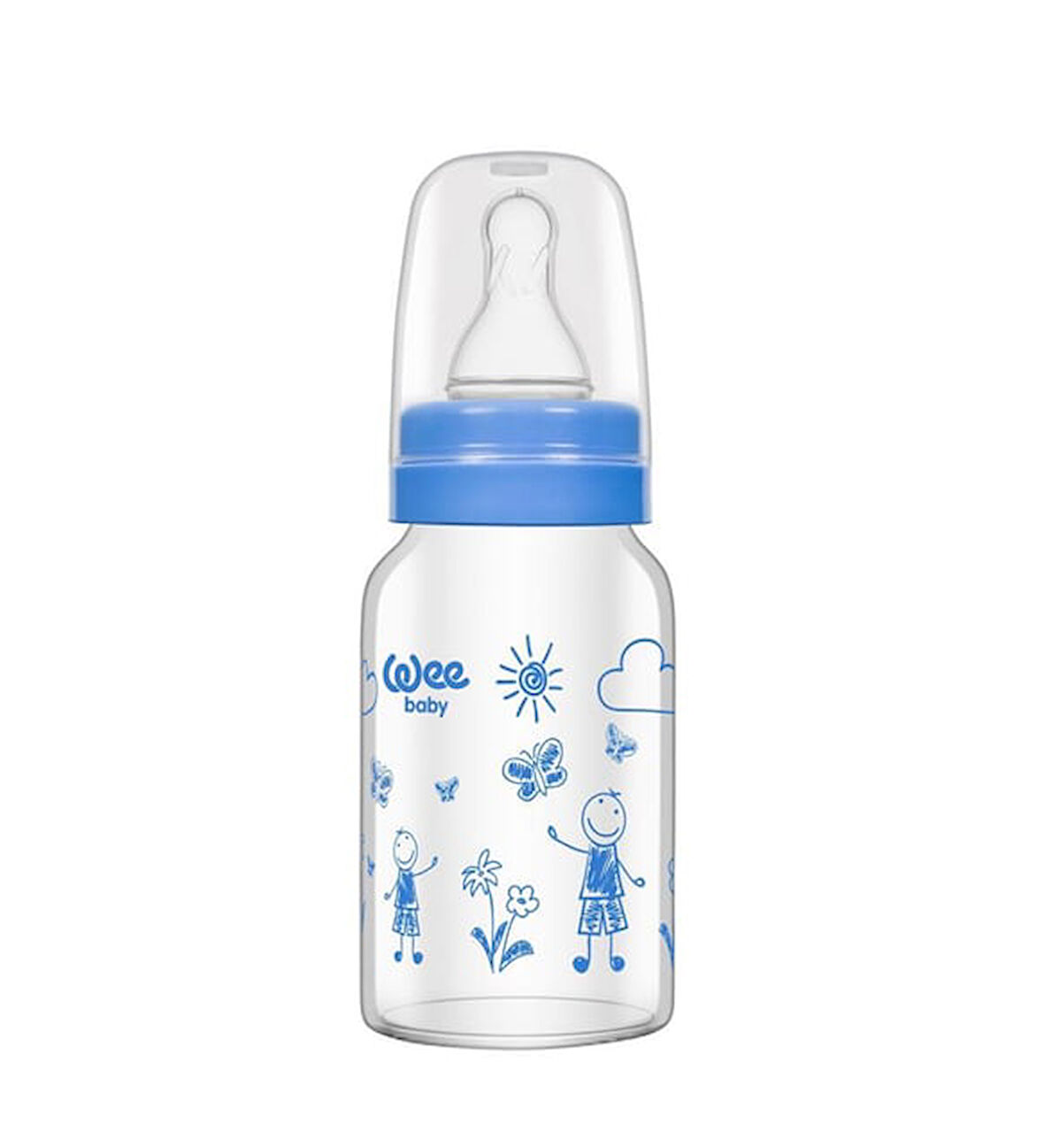 Wee Baby Isıya Dayanıklı Cam Biberon 120 Ml - Mavi - Kod: 770 07703