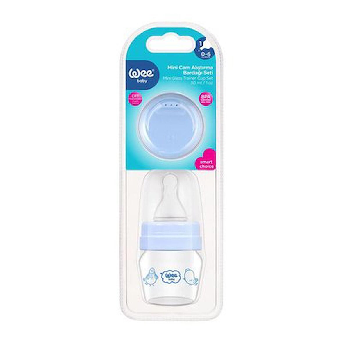 Wee 792 Mini Cam Alıştırma Bardağı Seti 30 Ml-mavi