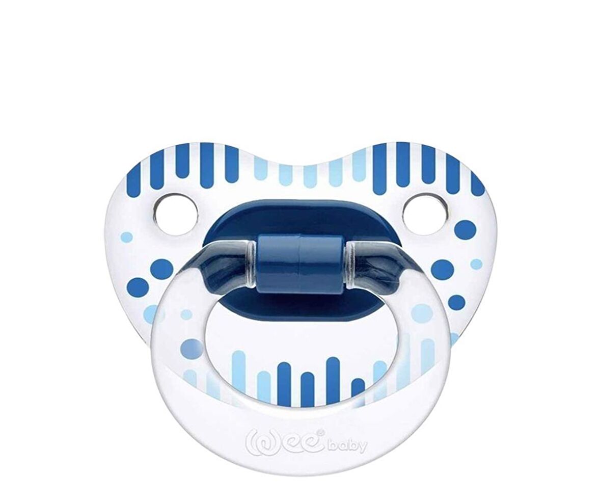 Wee Baby Şeffaf Desenli Damaklı Emzik No: 3 / 18+ Ay 838- Mavi