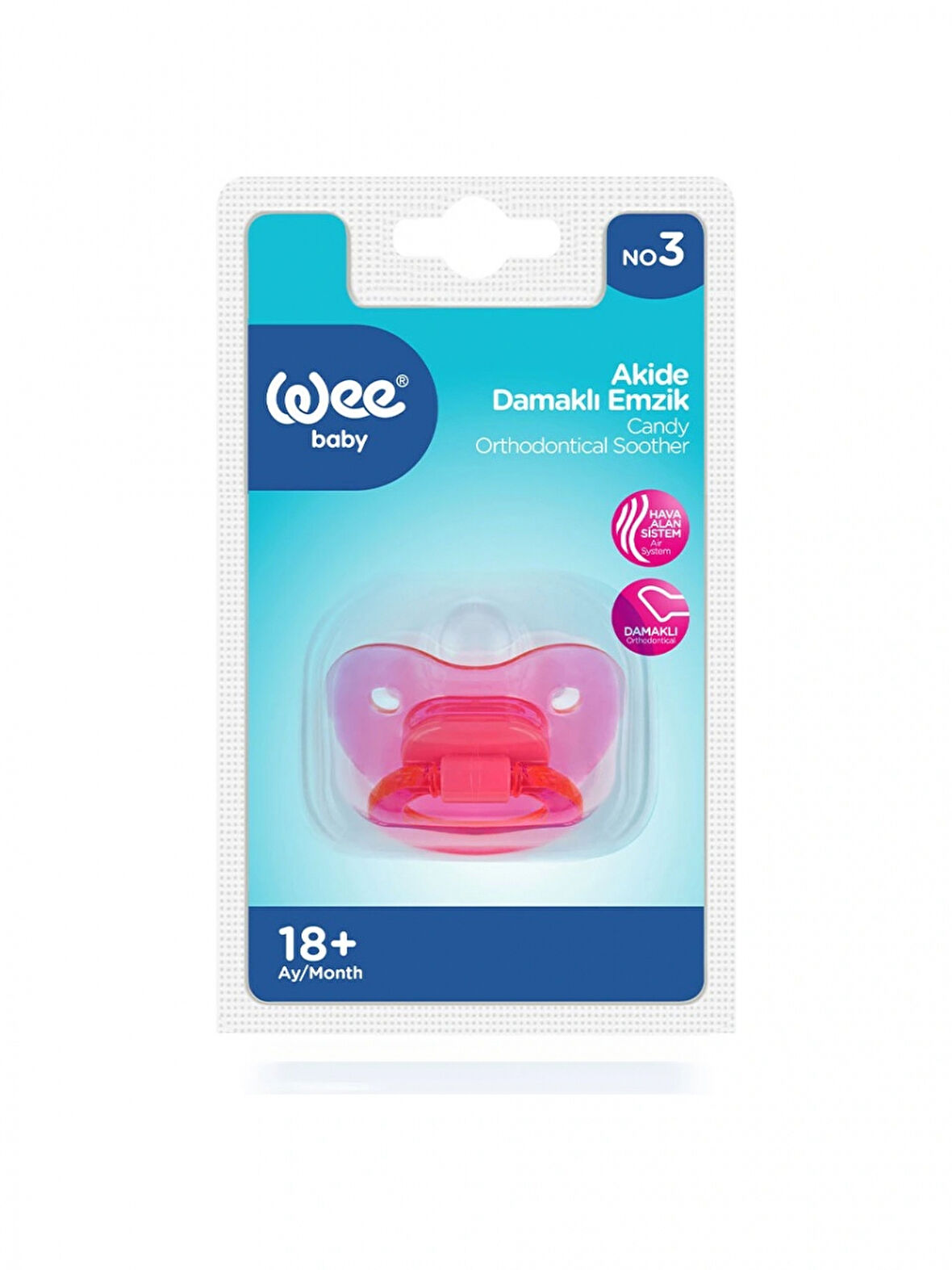 Wee Baby 113 Yalancı Emzik Silikon Akide Damaklı No: 3 - Pembe