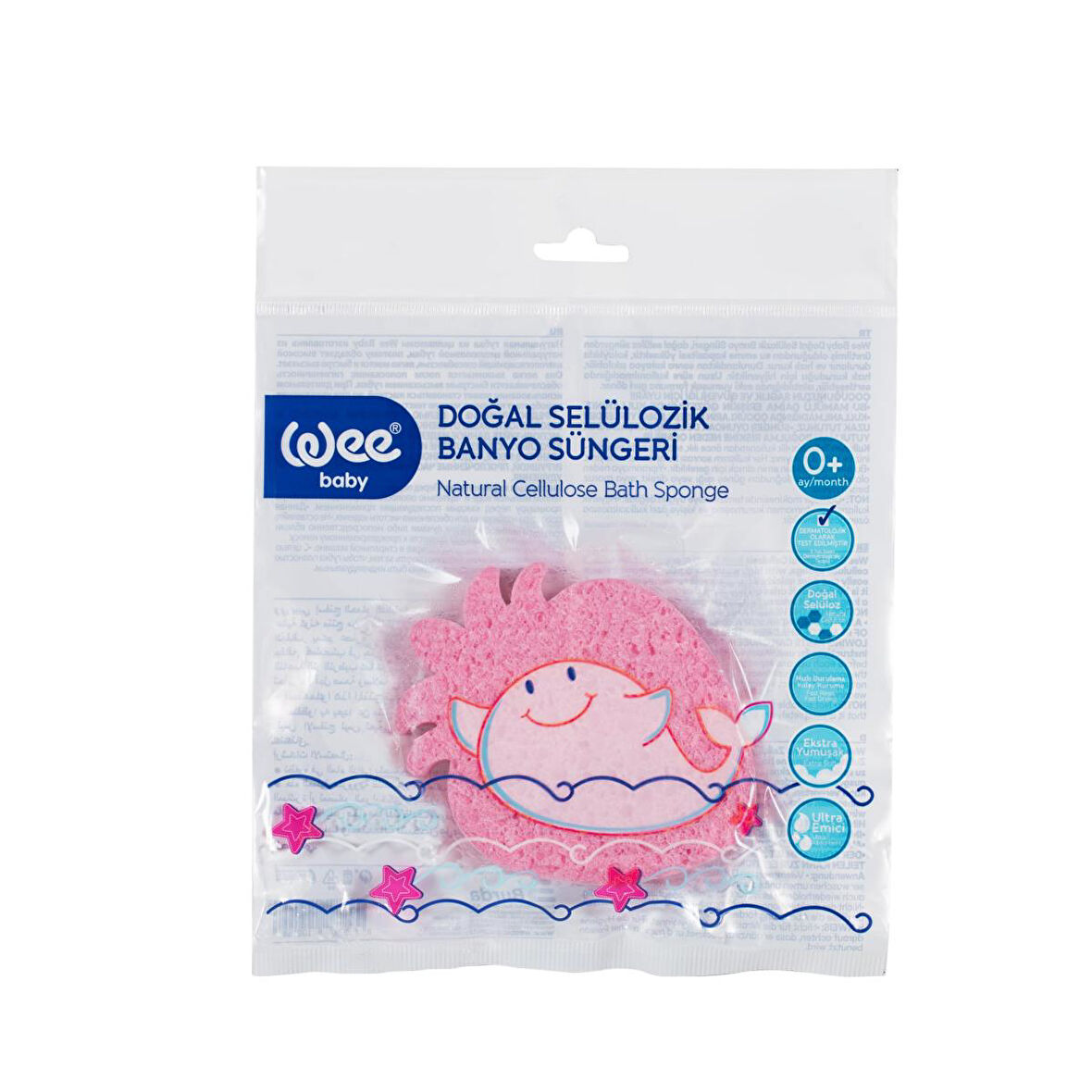 Wee Baby Doğal Selülozik Banyo Süngeri - PEMBE